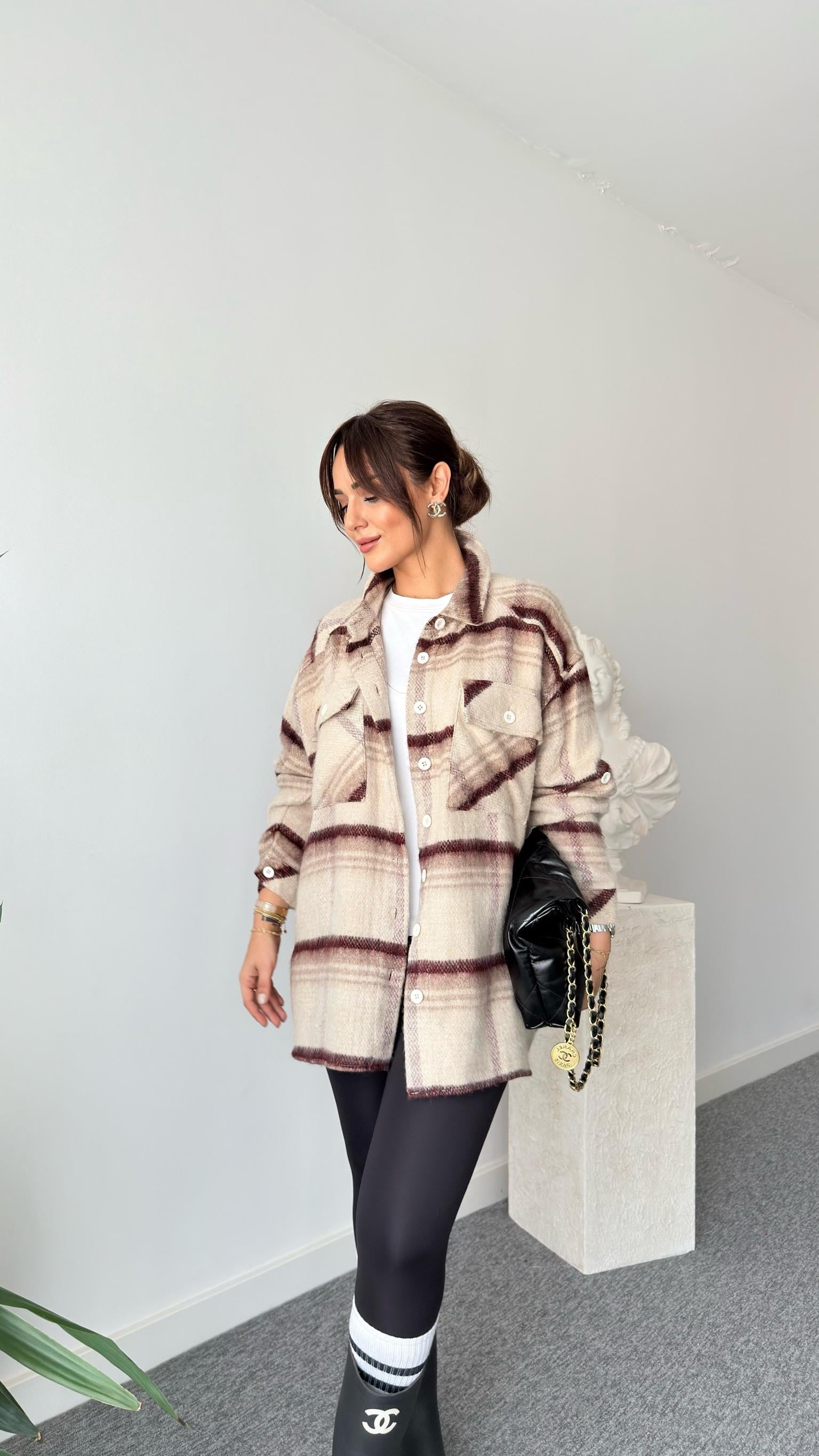 Leans Ekoseli Oversize Unisex Ceket