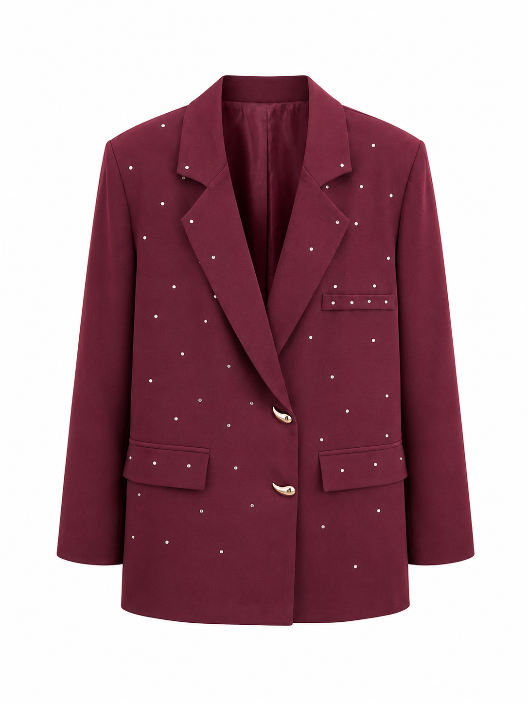 Csi Taş Detaylı Bordo Blazer Ceket