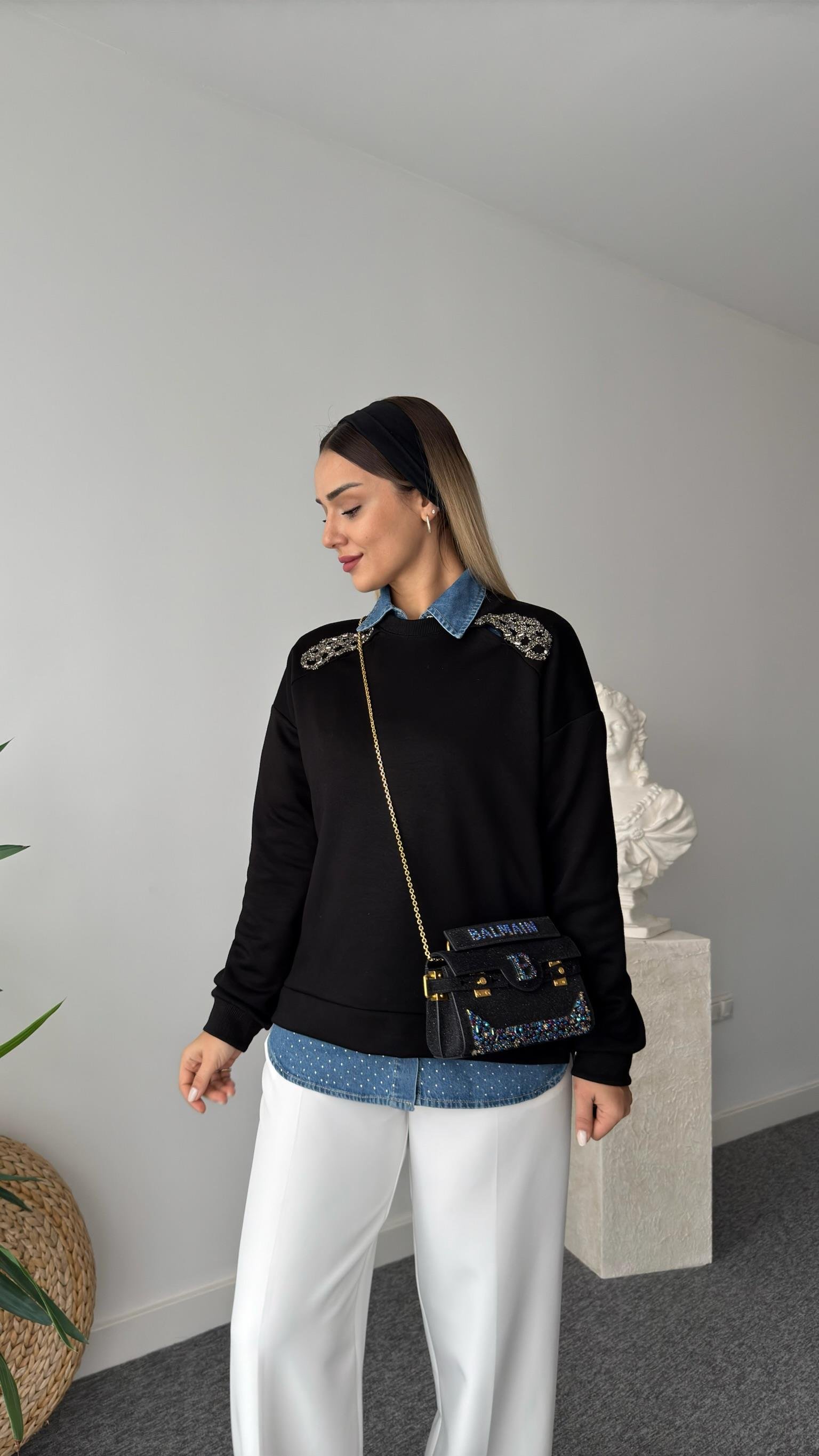 Yamil Marka Model Taş İşlemeli Modal Sweat