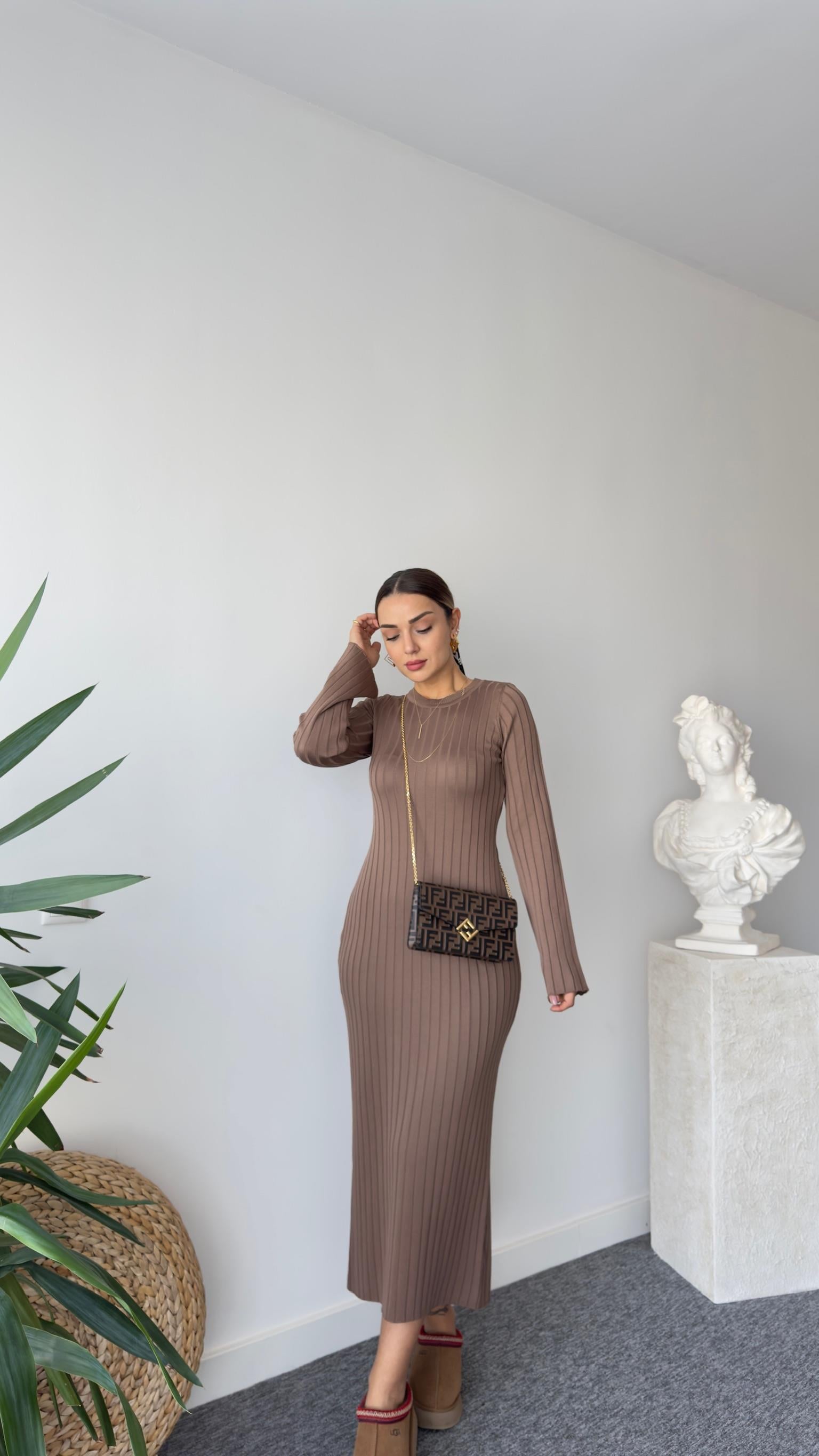 Rudi Zra Model Vizon Çelik Triko Elbise 