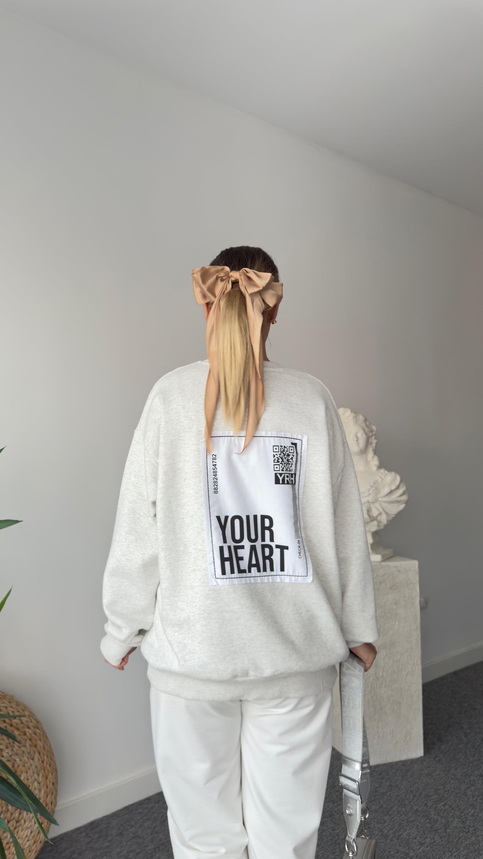 M Nakışlı Sırt Baskılı Gri Sweatshirt
