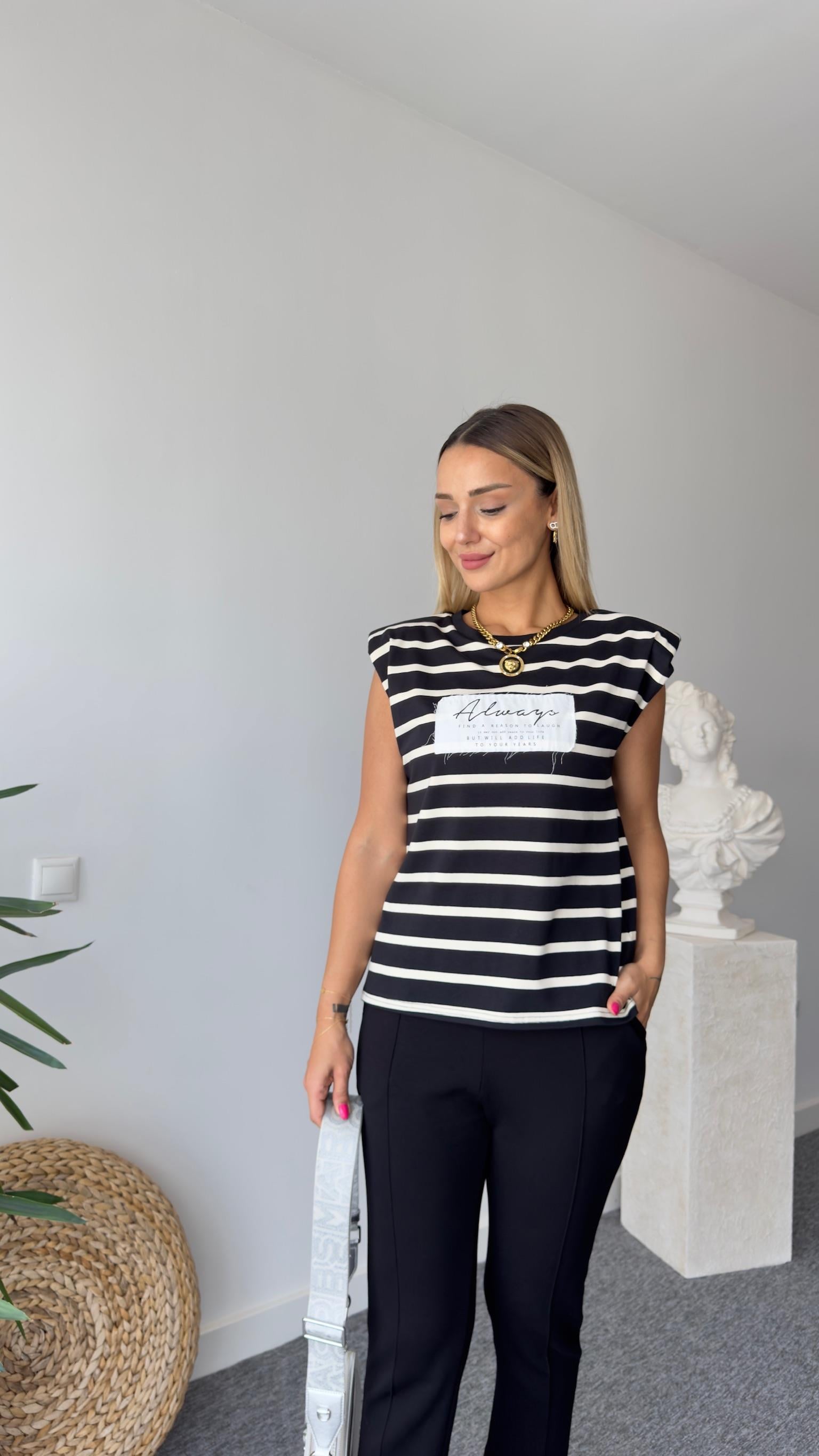 Pour Vatka Detay Çizgili Tshirt