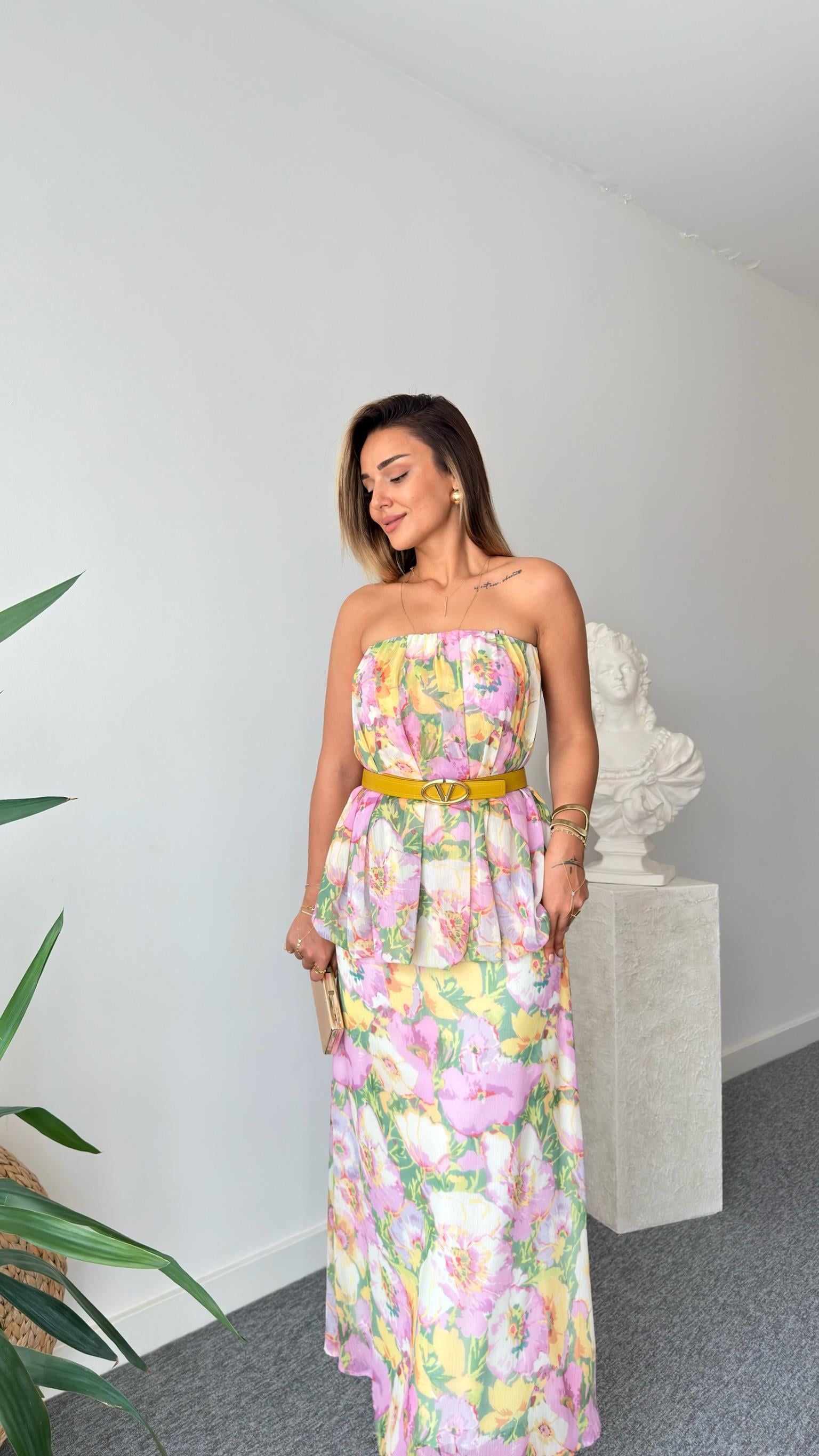 Liysa Zra Model Askılı Çiçek Desen Elbise 