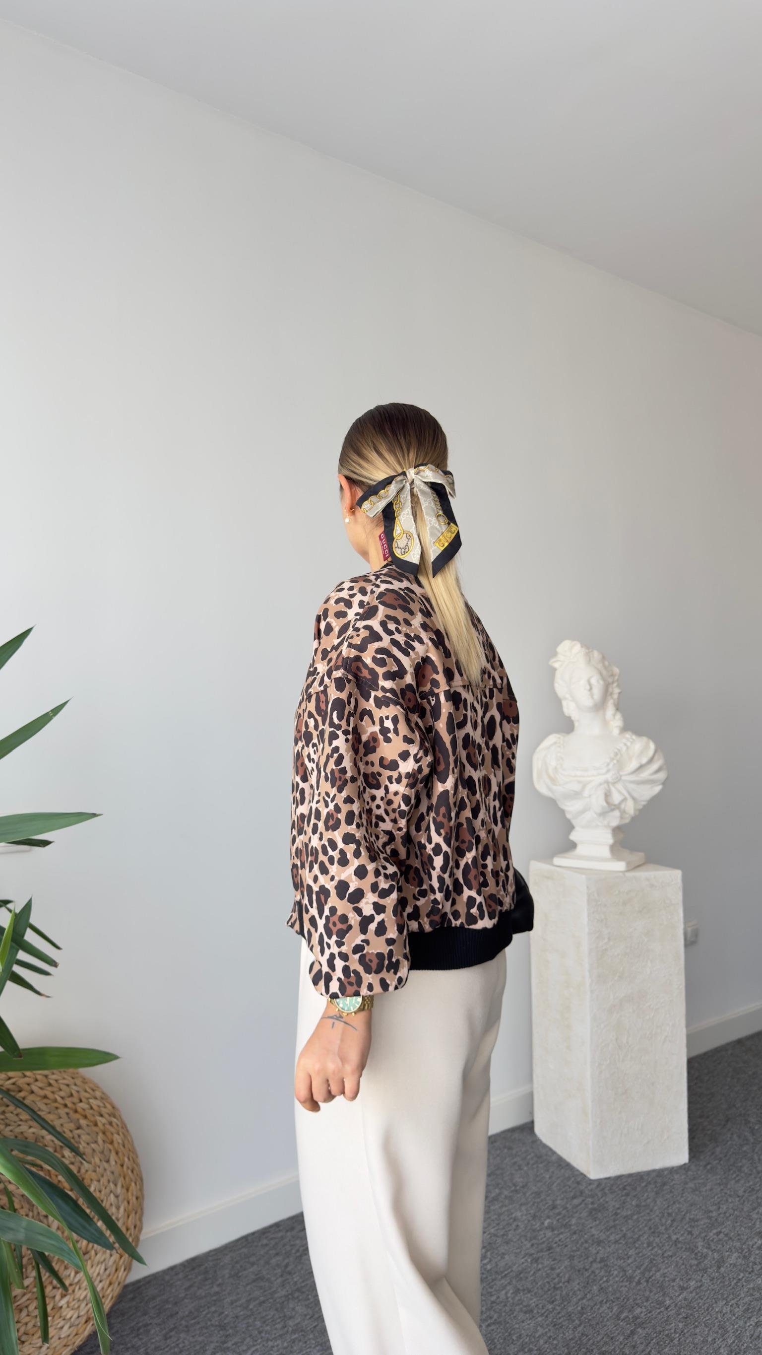 Ginny Astarlı Leopar Desen Bomber Ceket