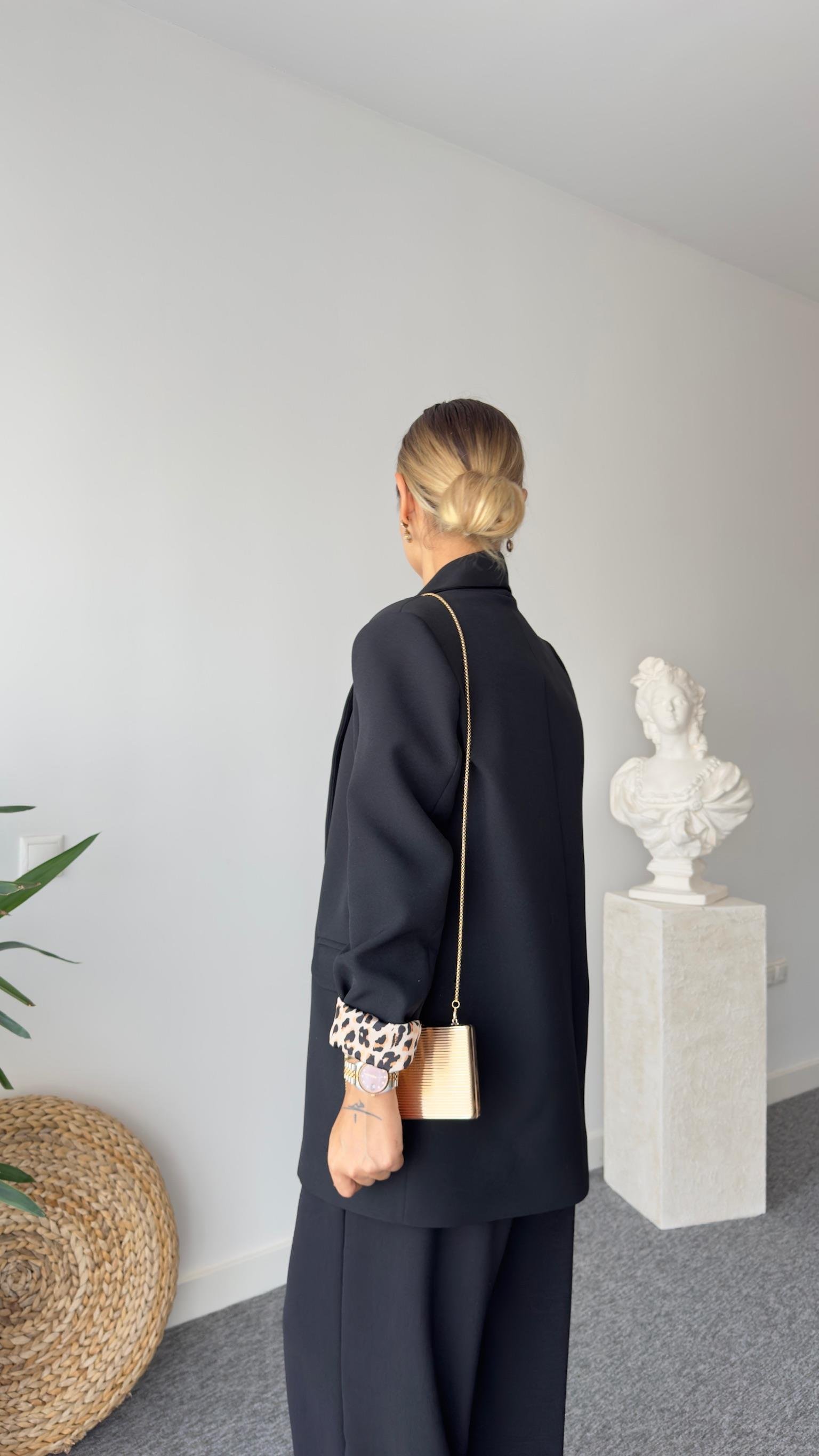 Şal Yaka Leopar Astarlı Blazer Ceket