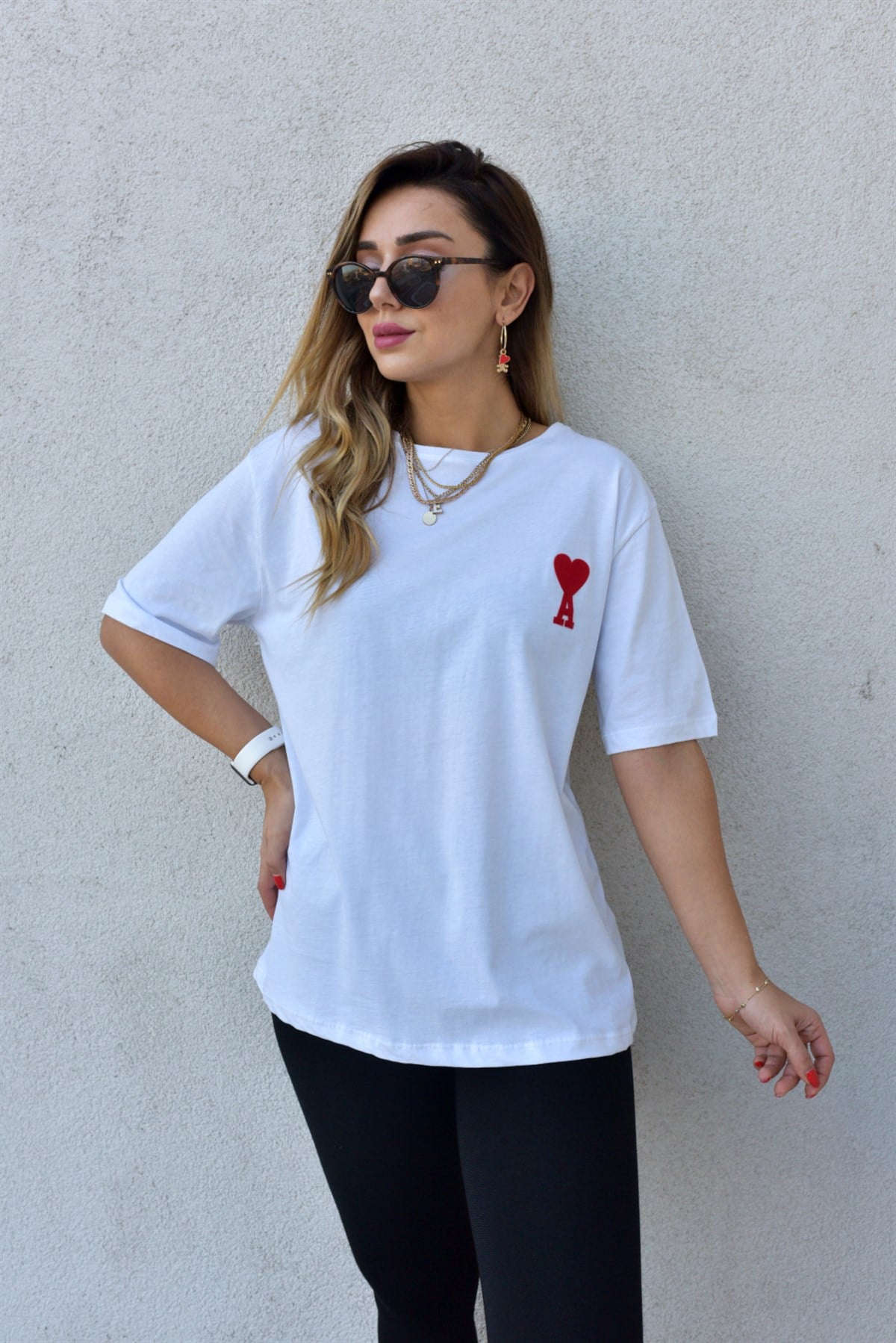Harf Baskı Salaş Beyaz Tshirt
