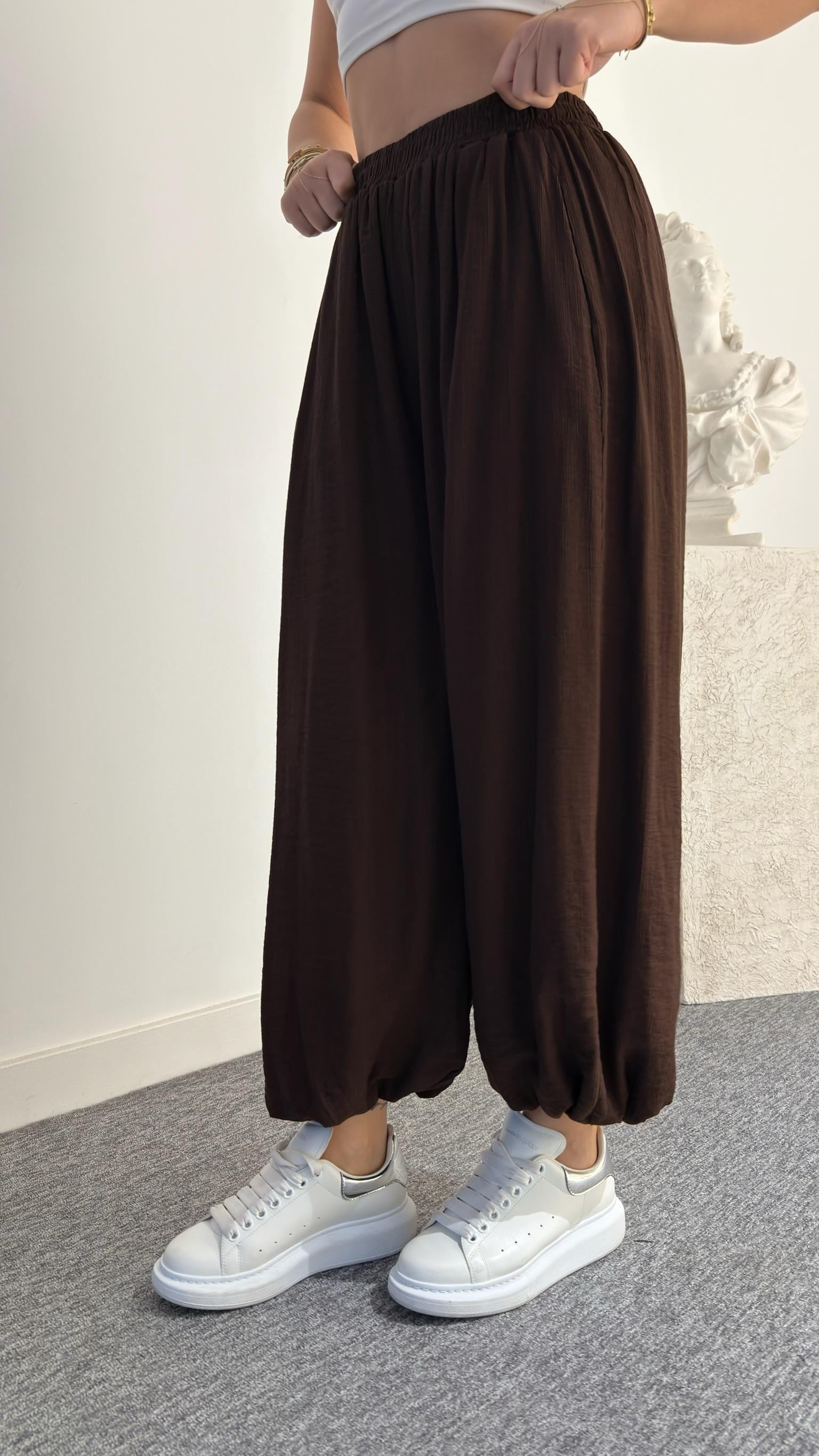 Kahve Rangis Şalvar Model Pantolon