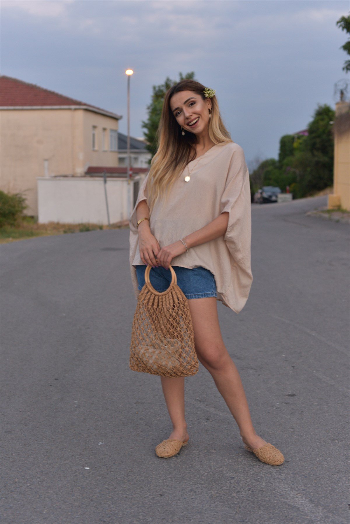 V Yaka Oversize Bluz