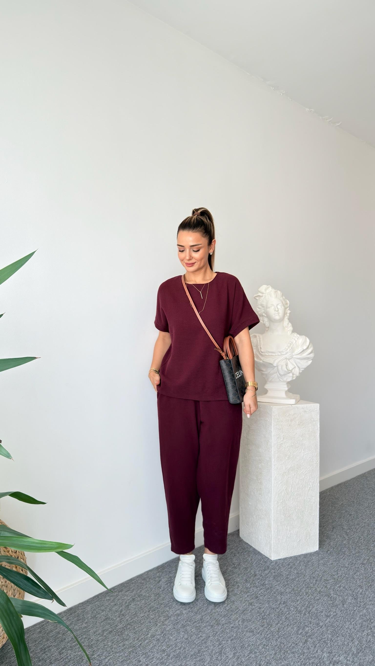 Bordo Jaker Keten Salaş Takım