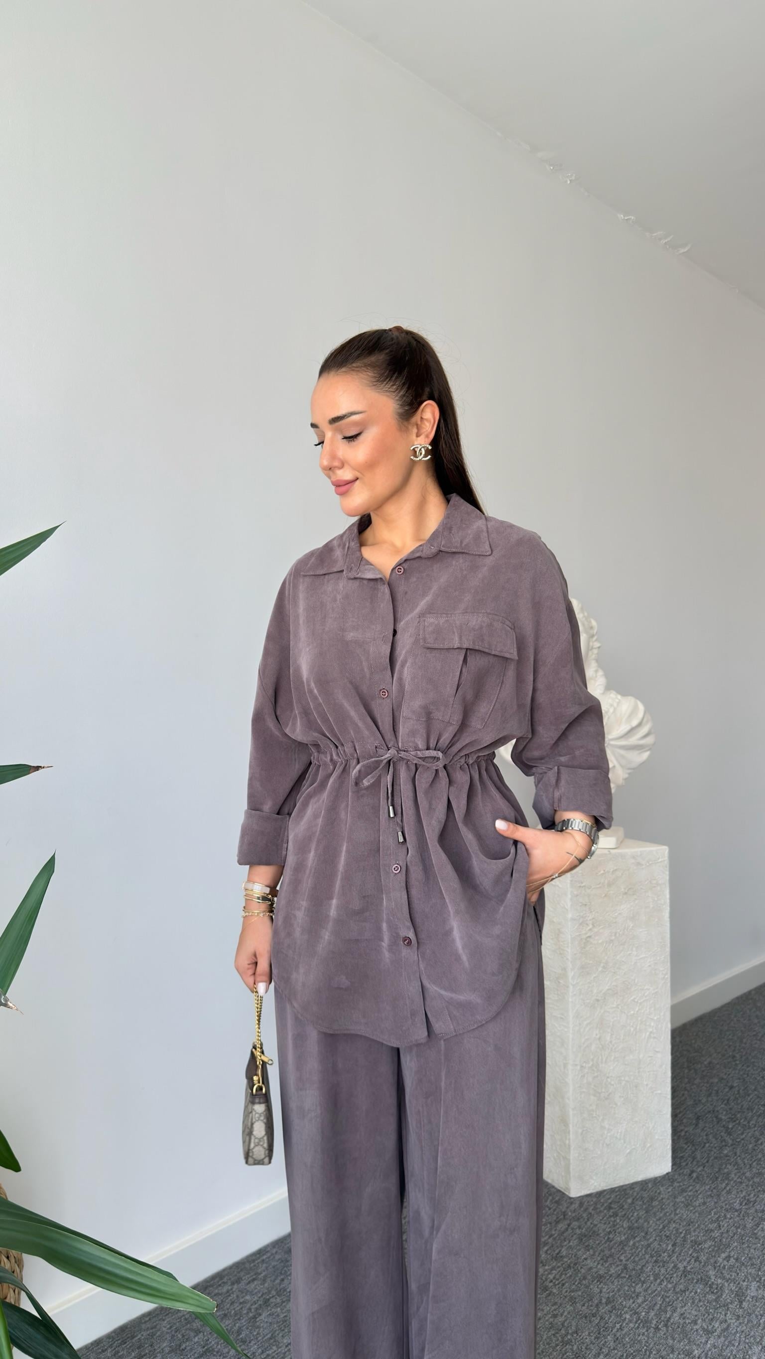 Kahve Orena Bel Büzgülü Tensel Takım 