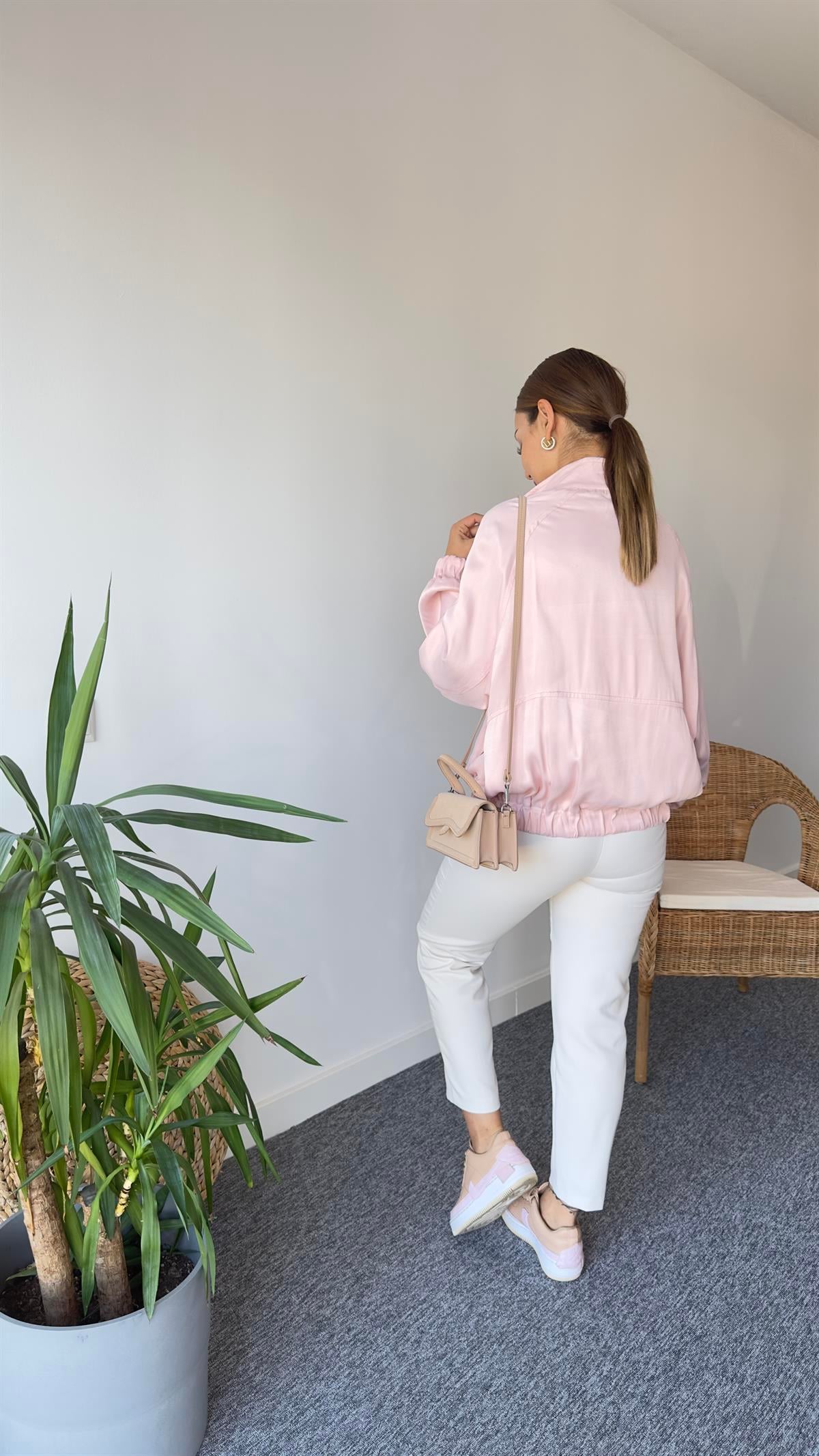 Saten Zra Model Pudra Bomber Ceket