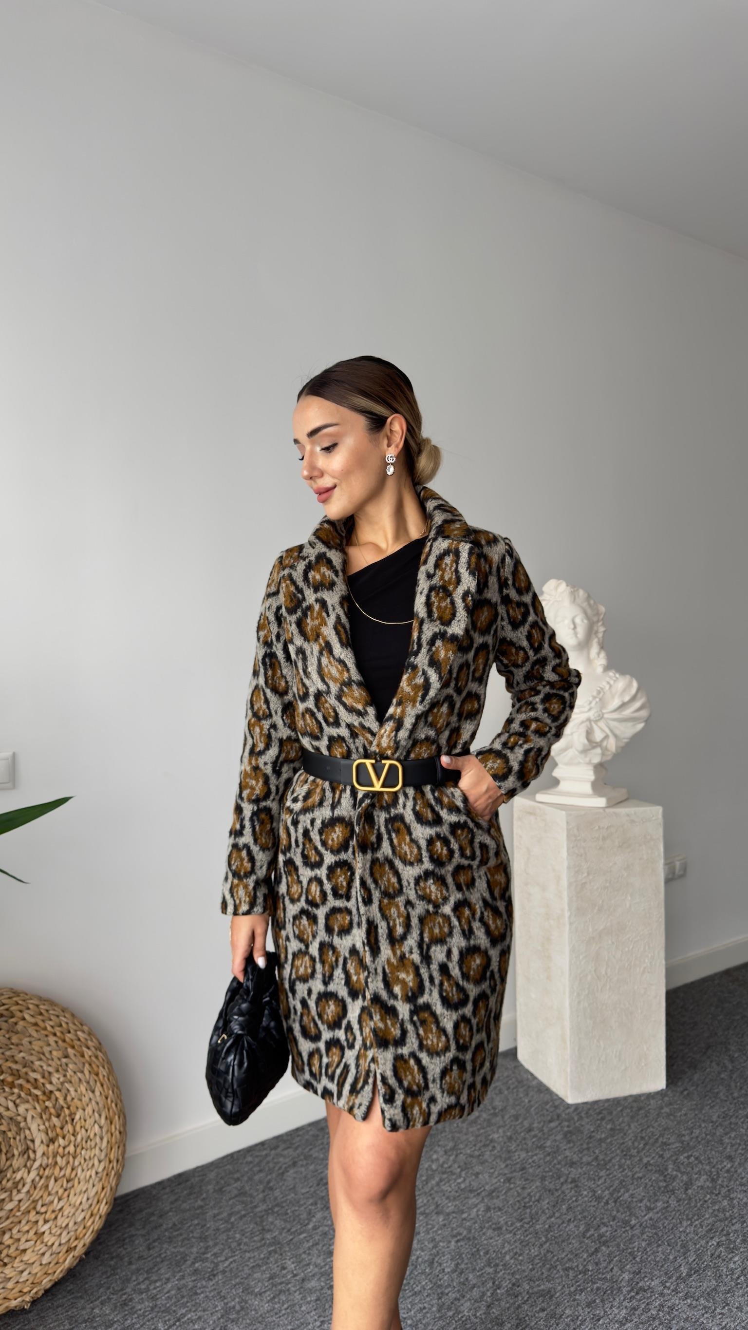 Entalo Astarlı Leopar Kaban