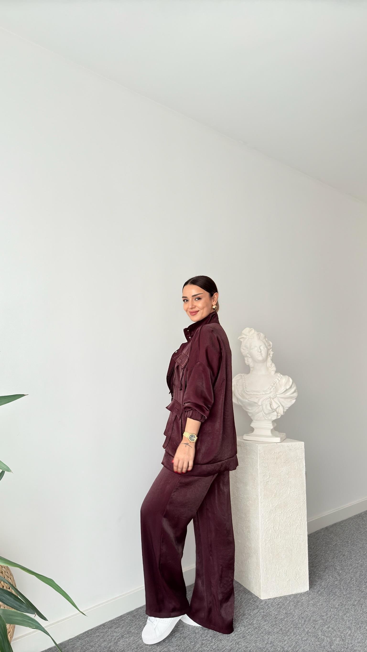 Bordo Vuaye Cep Detaylı Takım