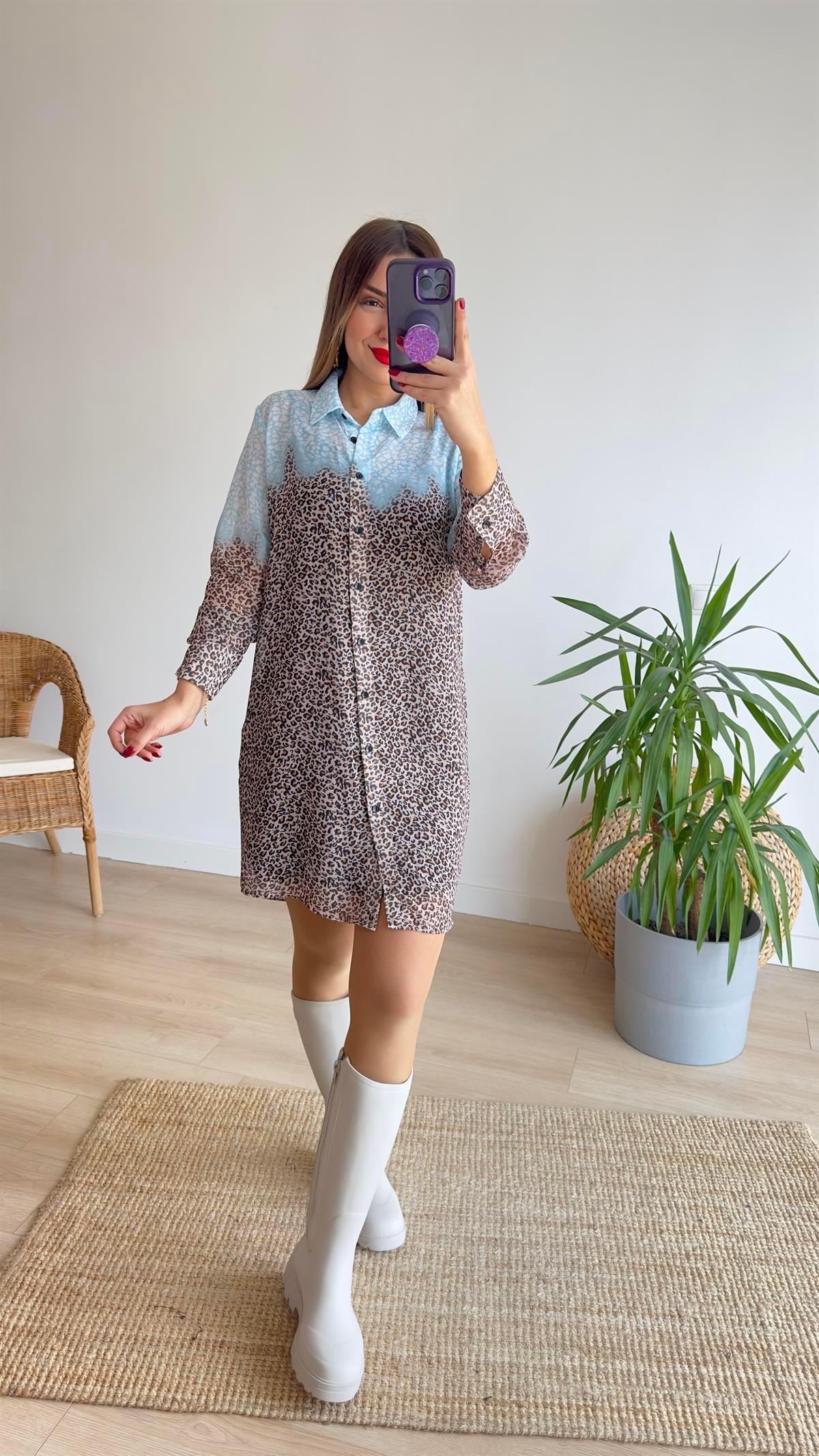 Marka Model Leopar Şifon Elbise 