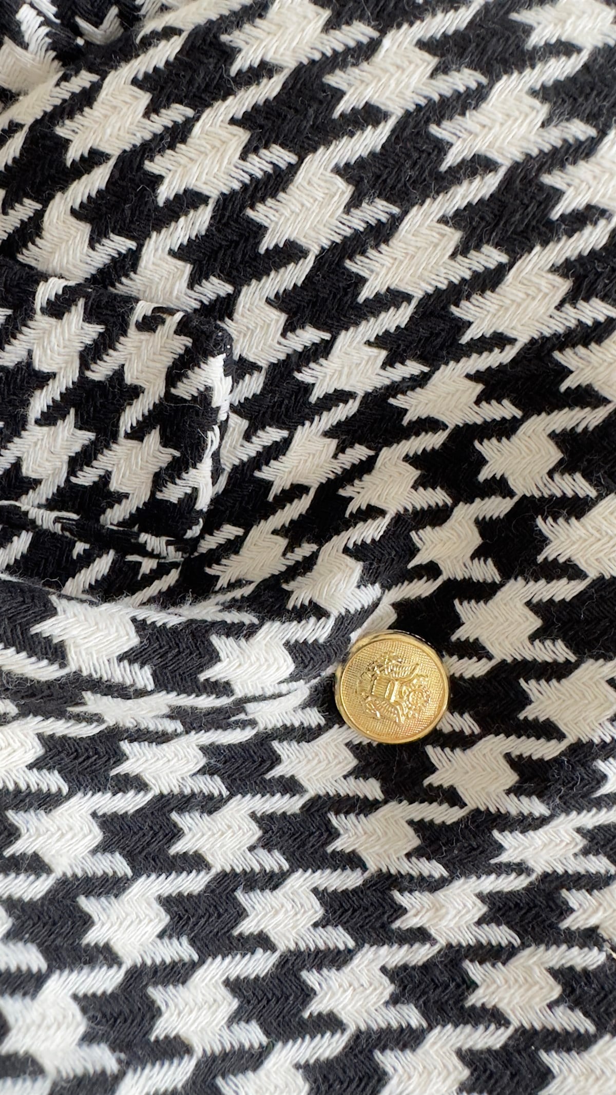 Kazayağı Desen Gold Düğme Blazer Ceket