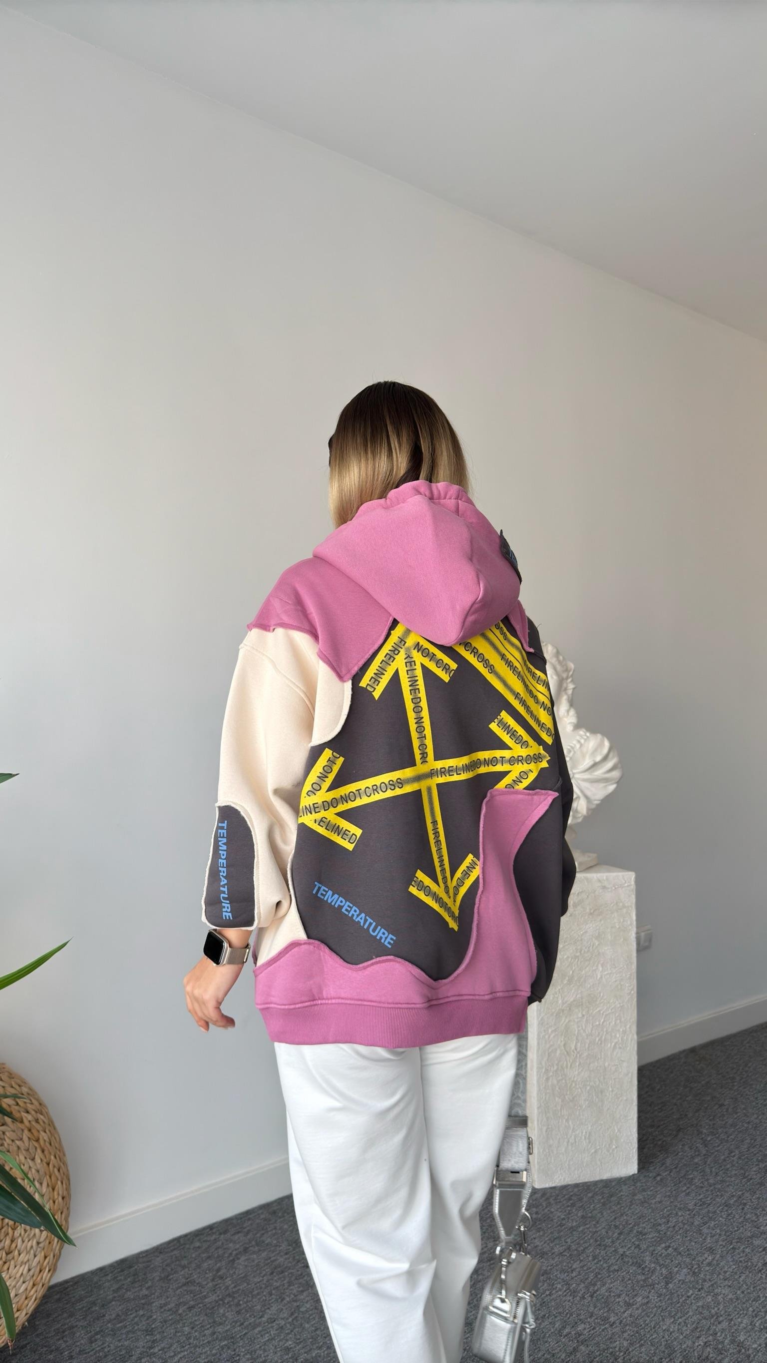Off Renk Geçişli Kapüşonlu Sweatshirt