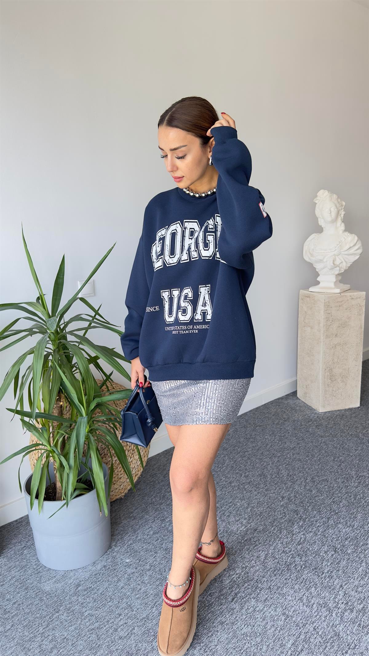 Georgıa İşleme Lacivert Sweatshirt