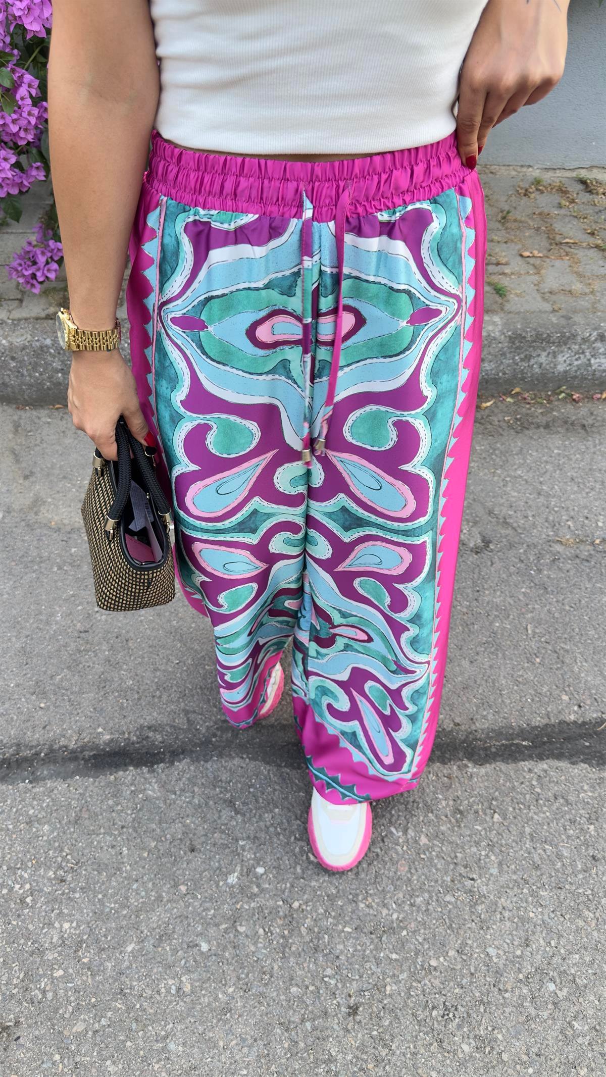 Zra Model Fuşya Etnik Desen Pantolon