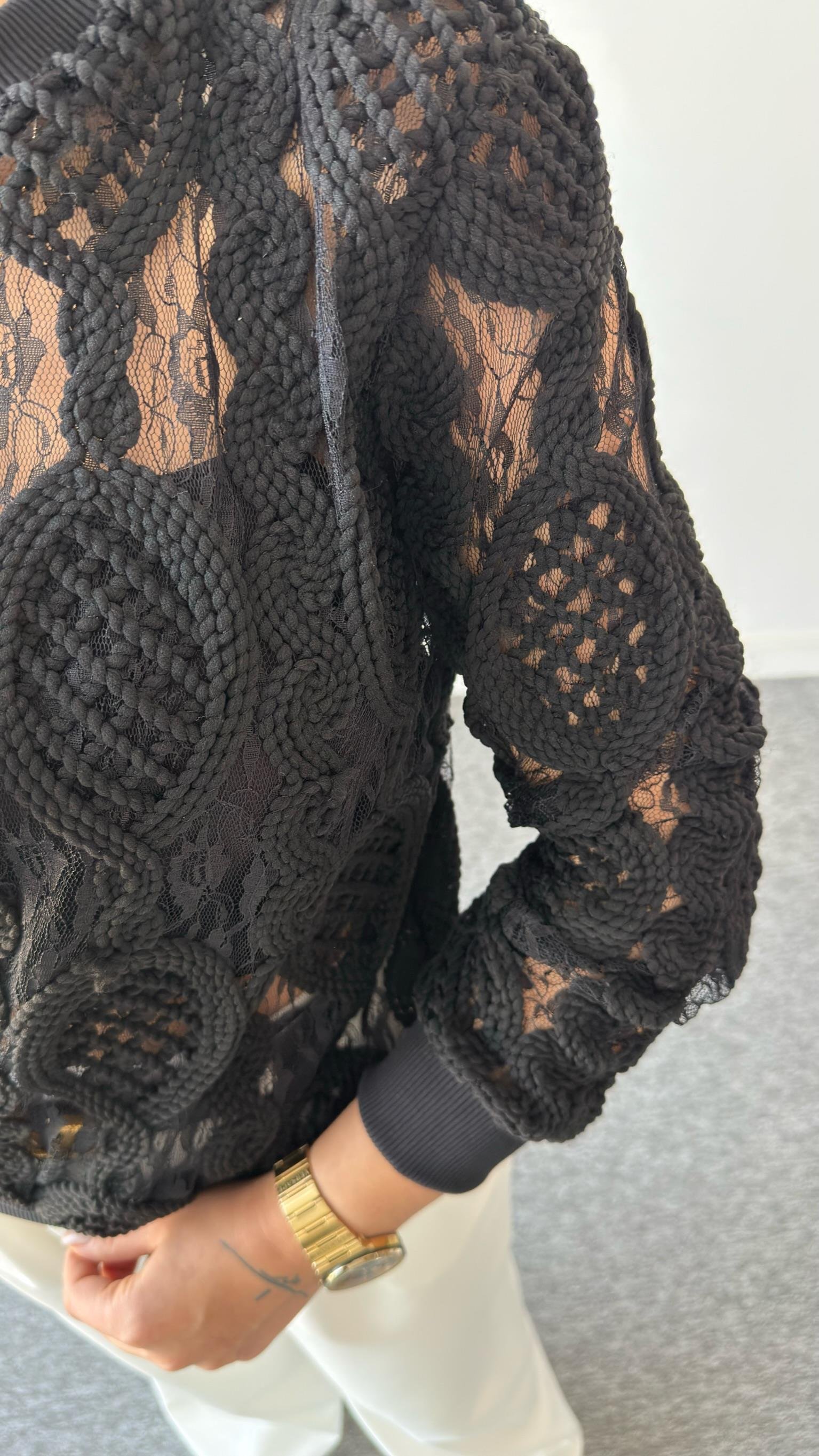 Siyah Lase Örme Edition Sweat
