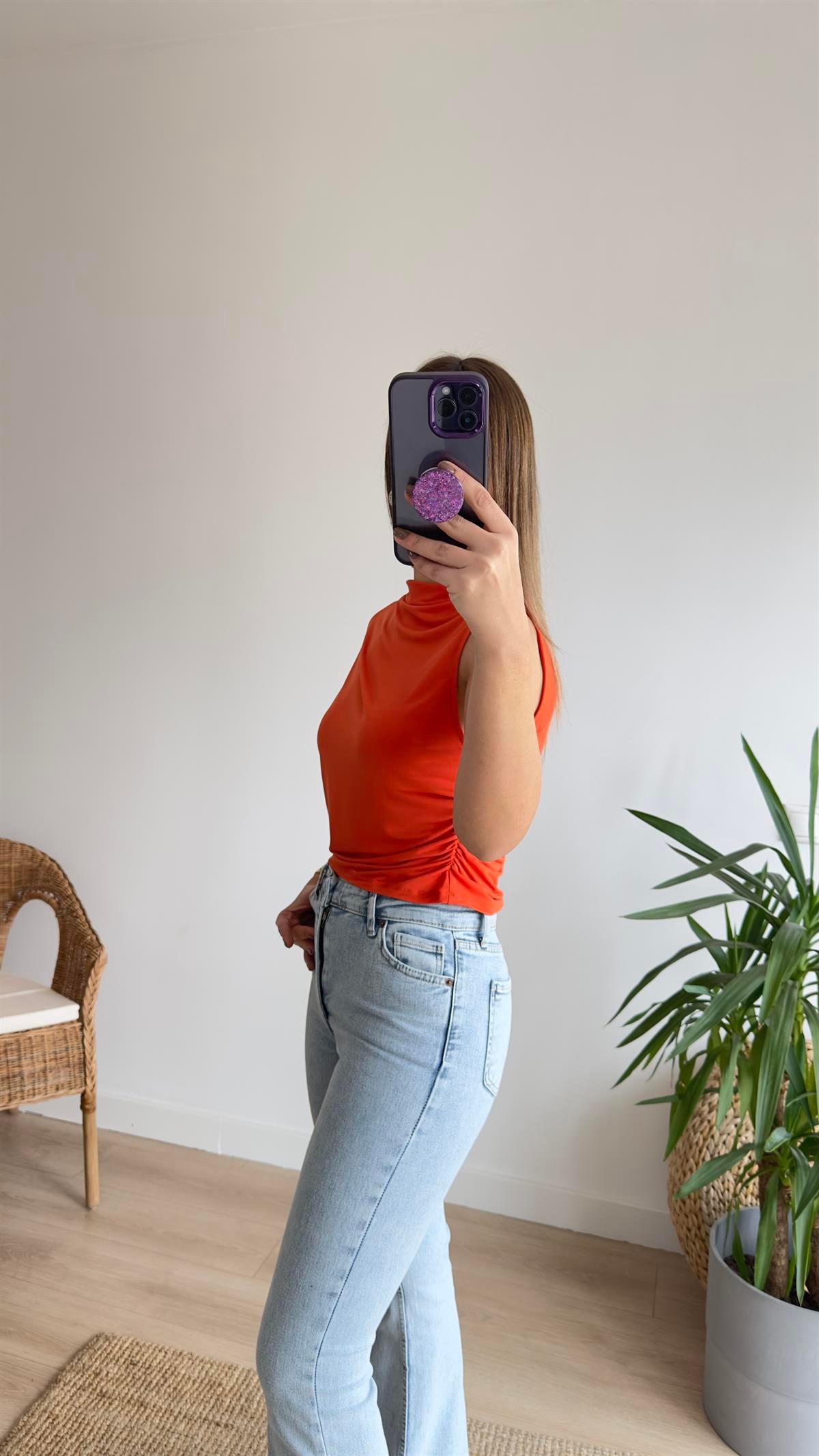 Zra Model Omzu Büzgülü Turuncu Bluz