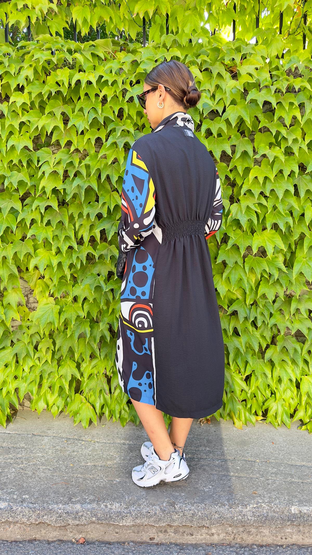 Bel Lastikli Karışık Desen Tasarım Kimono