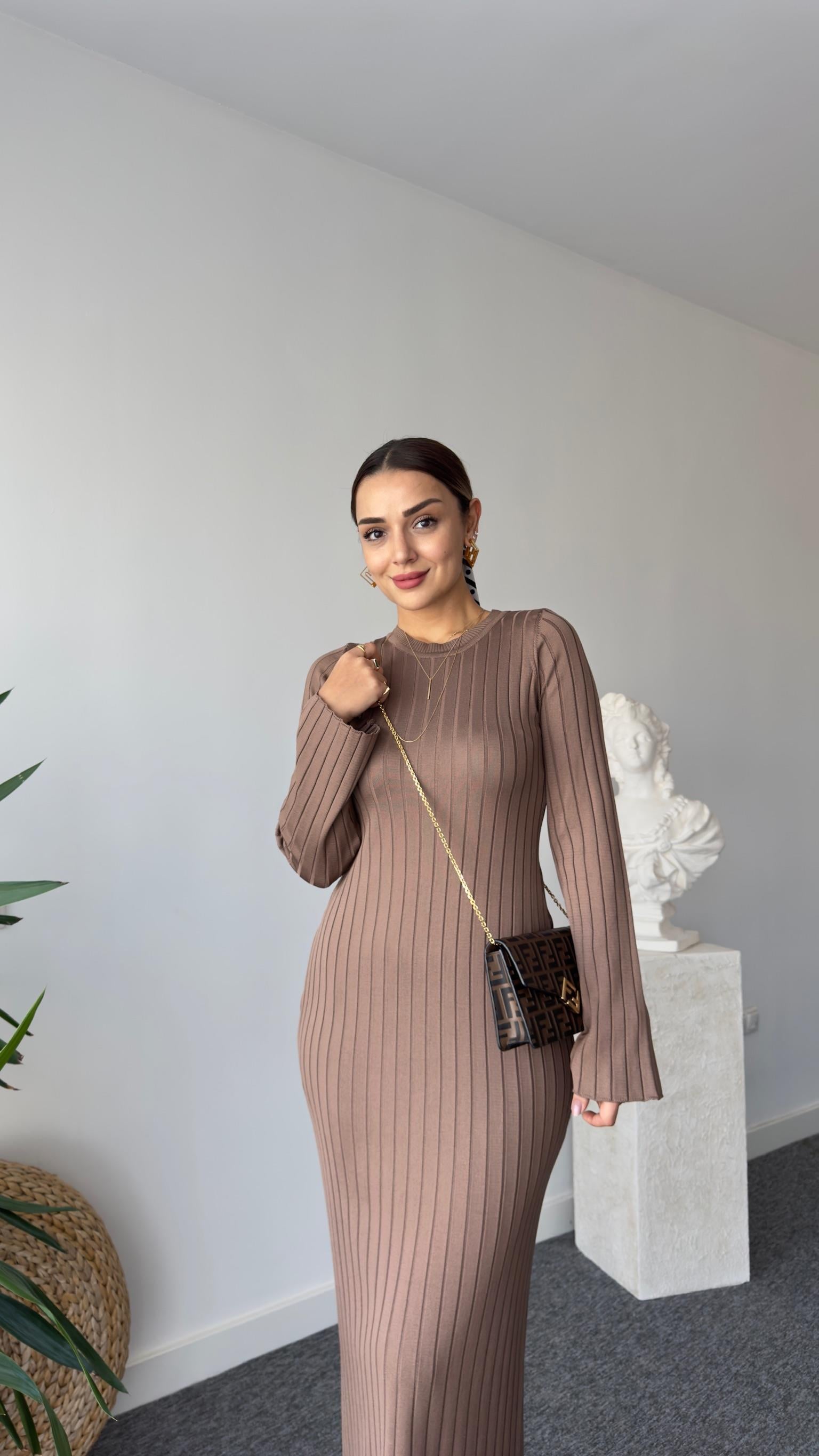 Rudi Zra Model Vizon Çelik Triko Elbise 