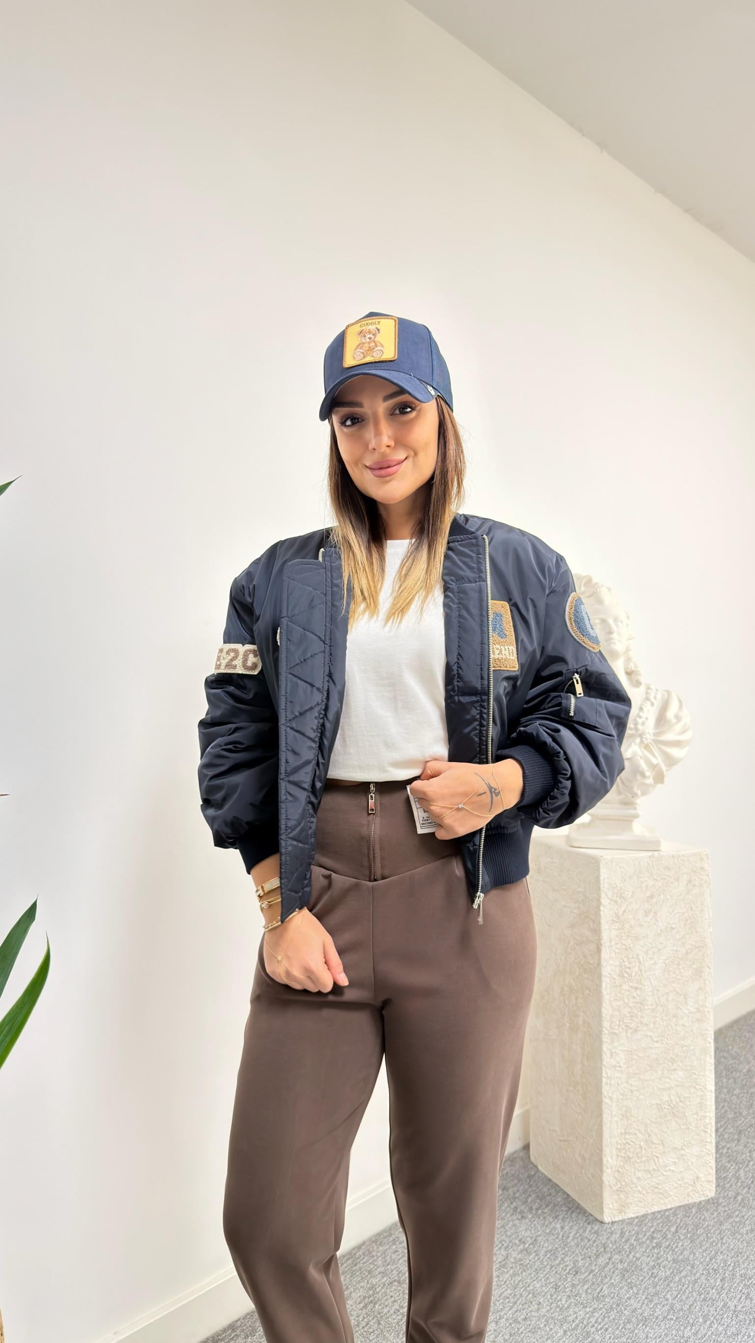 Pinka Etiket Detaylı Lacivert Bomber Ceket
