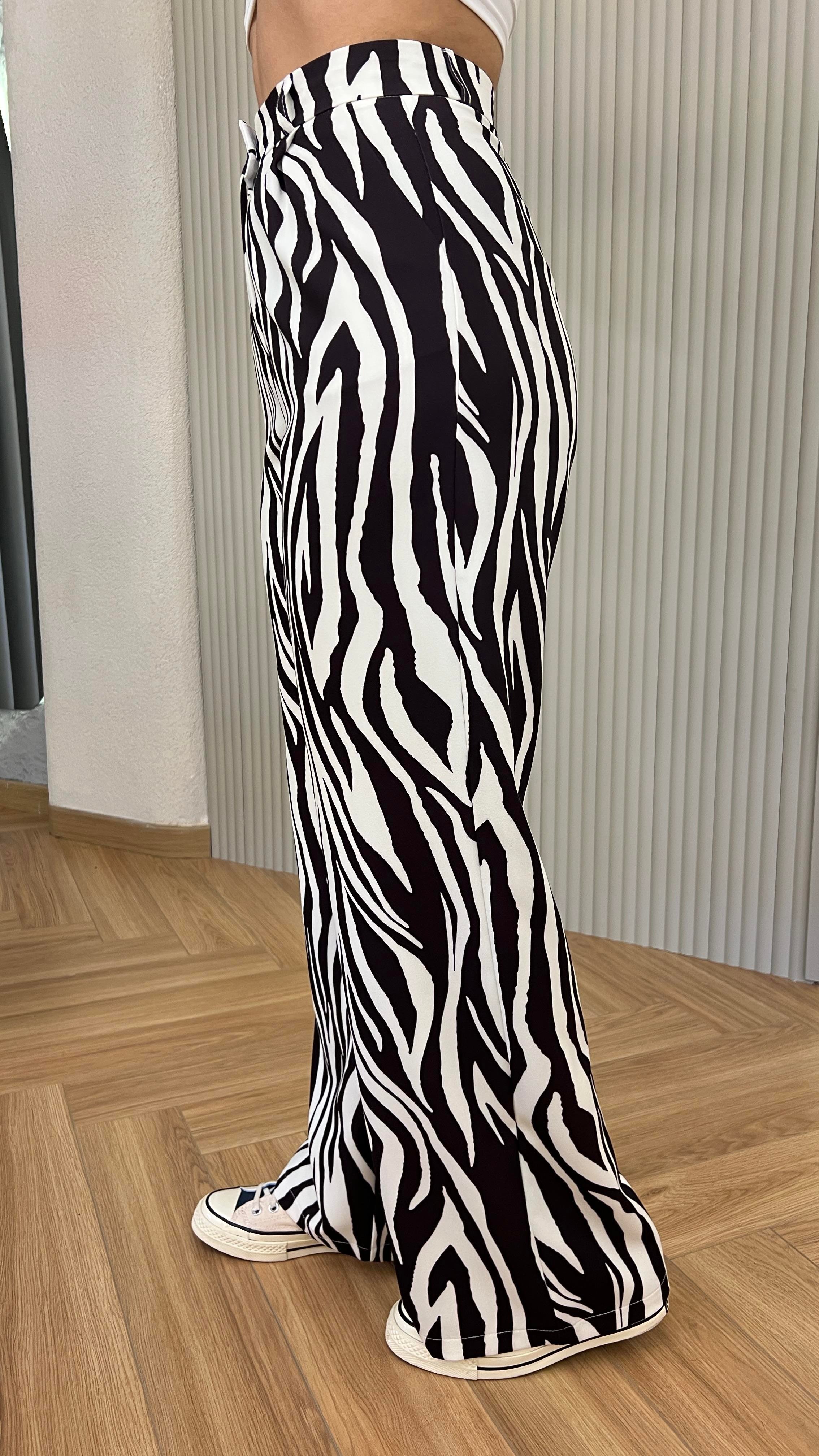 Lares Zebra Desenli Yüksek Bel Pantolon