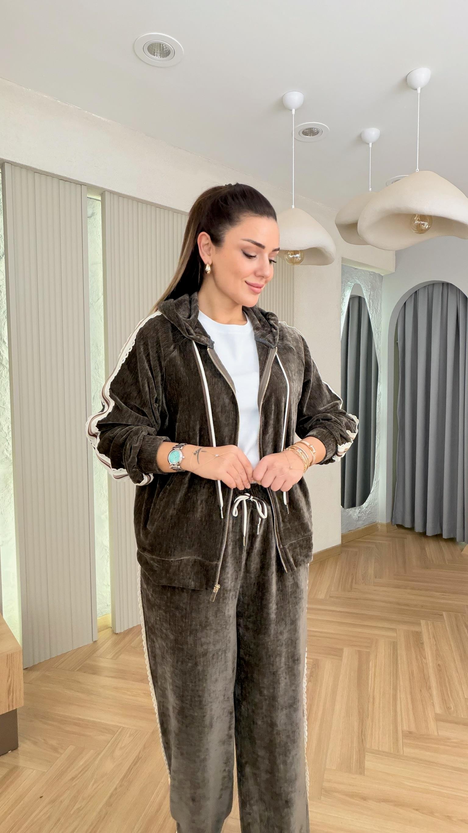Haki Sitelli Şerit Detaylı Premium Takım
