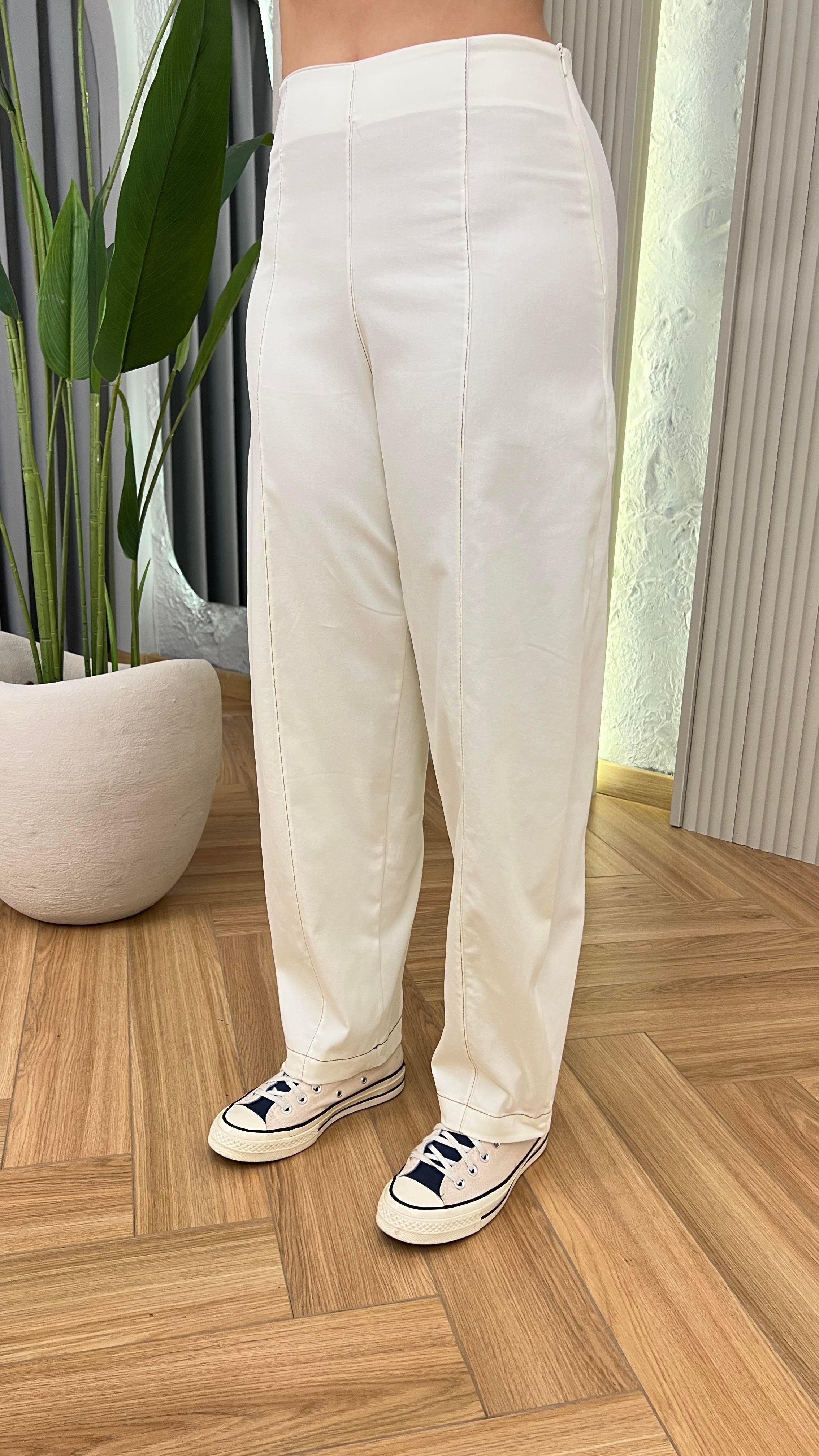 Oasis Ekru Yüksek Bel Likralı Pantolon