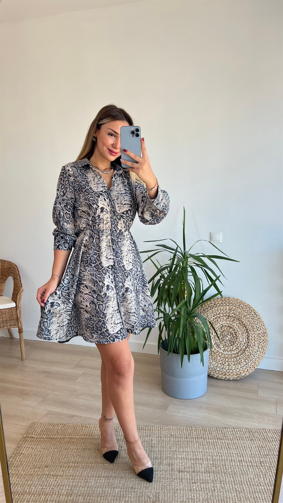 Zara Model Beli Büzgülü Leopar Desen Elbise 