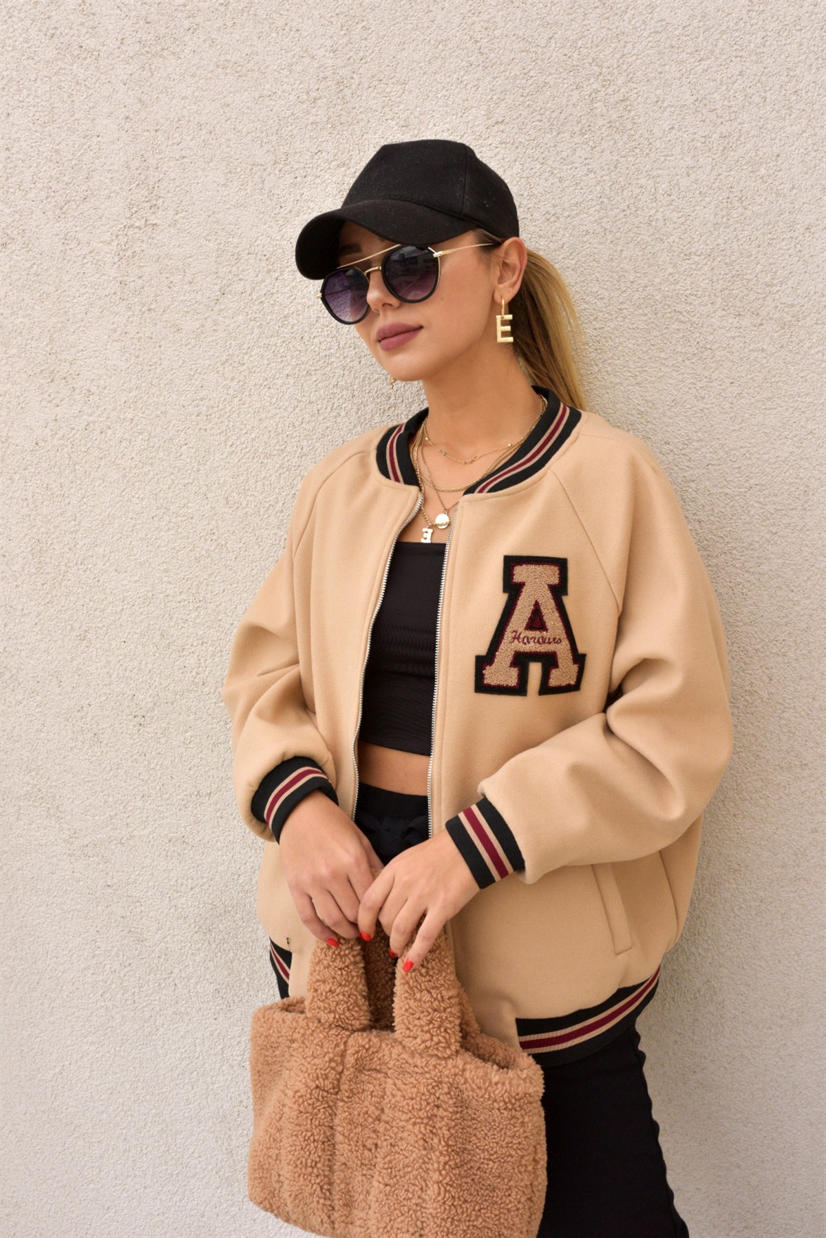 Camel Kolej Bomber Ceket