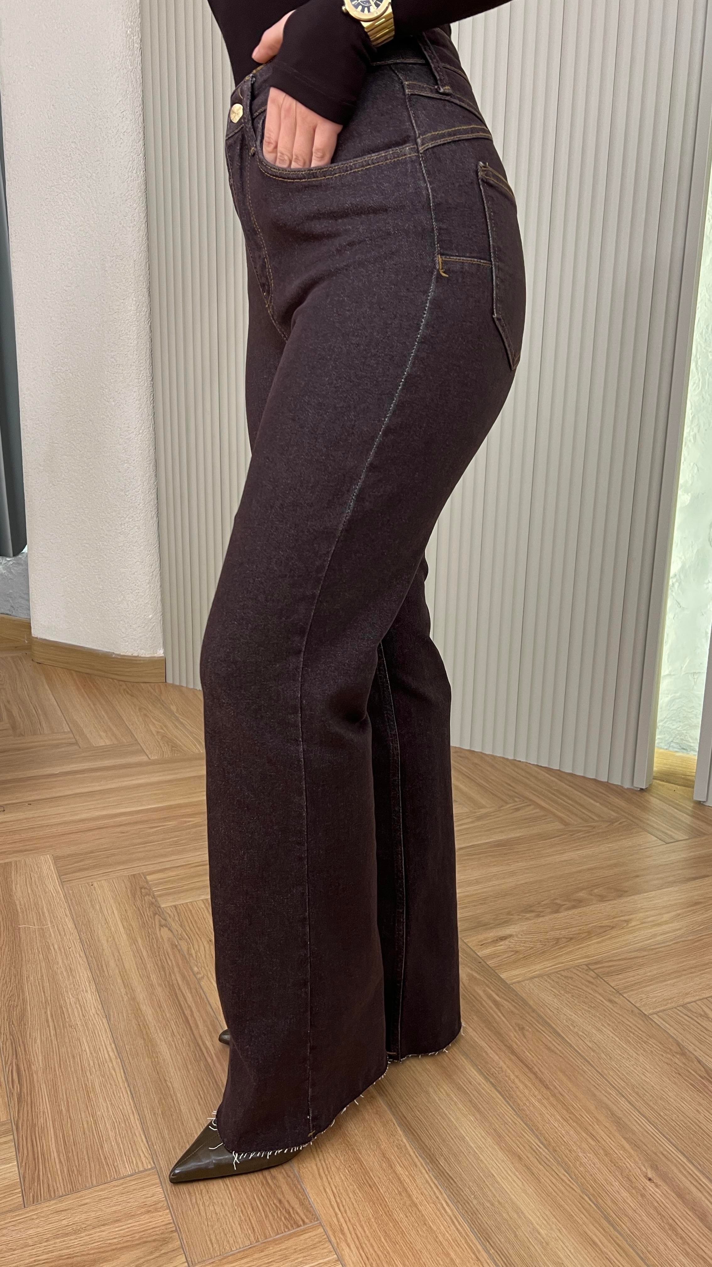 Kahve Harlem Push Up Etkili Likralı Jean