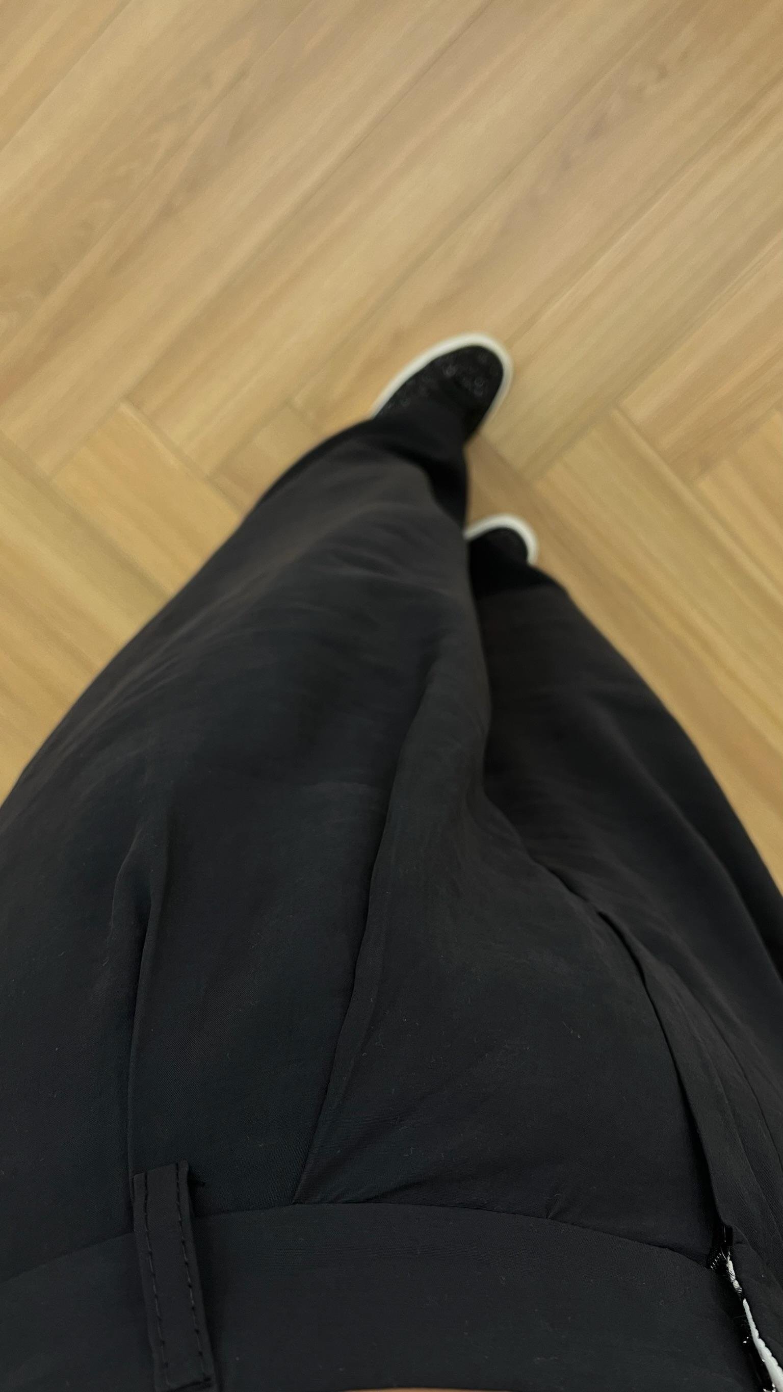 Siyah Tülna Bol Paça Tensel Pantolon