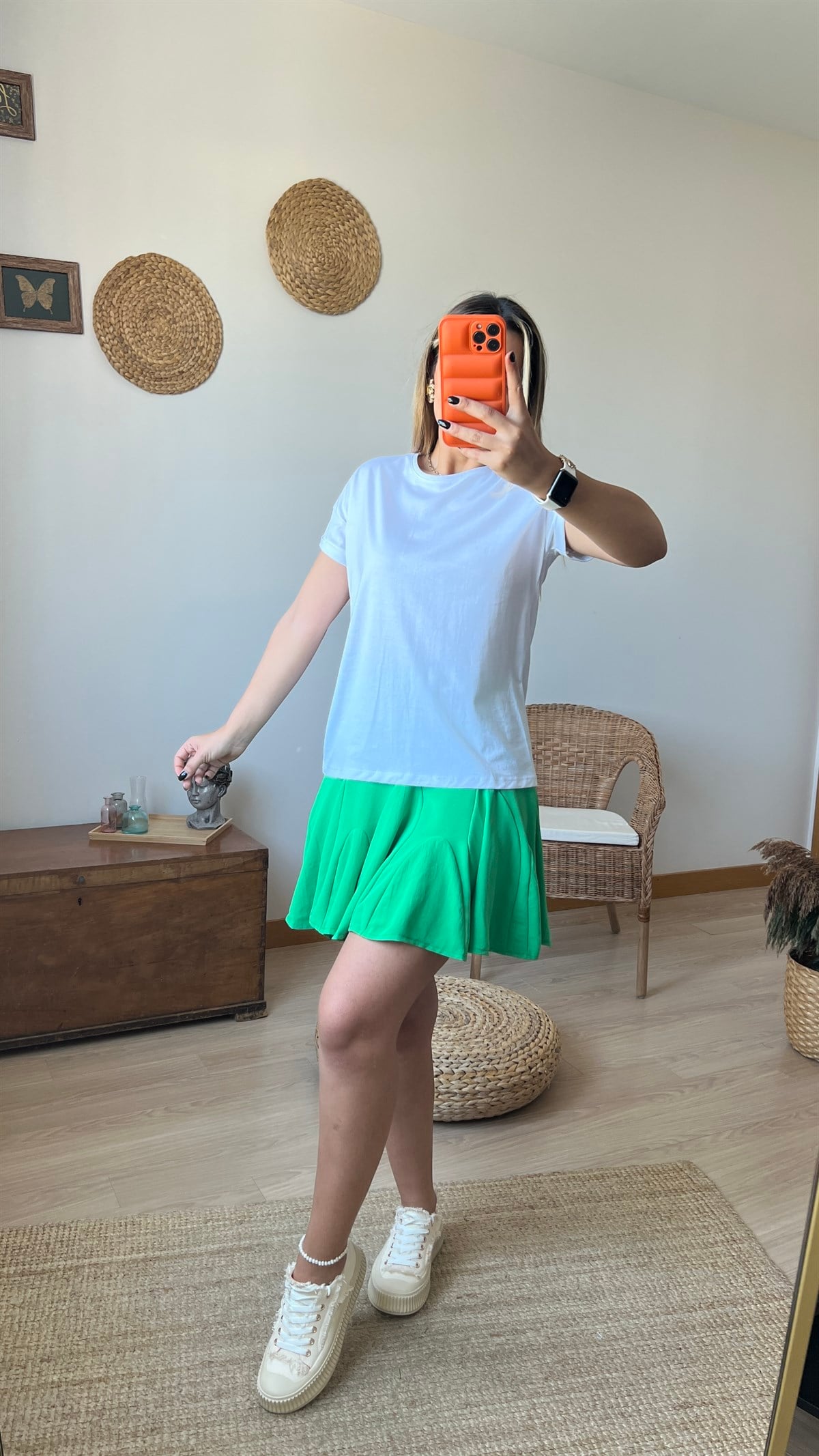 Duble Kol Beyaz Basic Tshirt