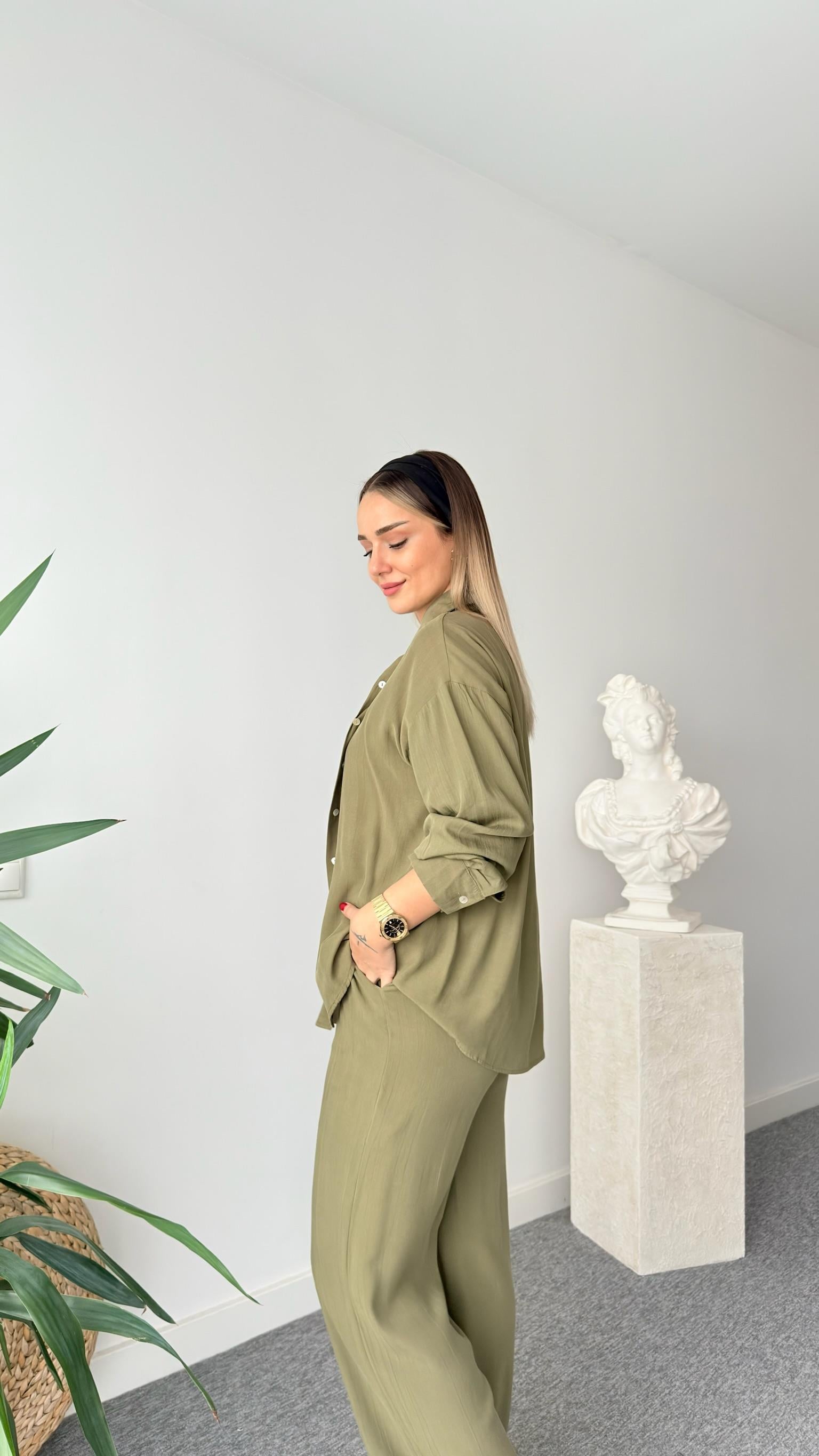 Yeşil Rilla Gömlek Pantolon Takım