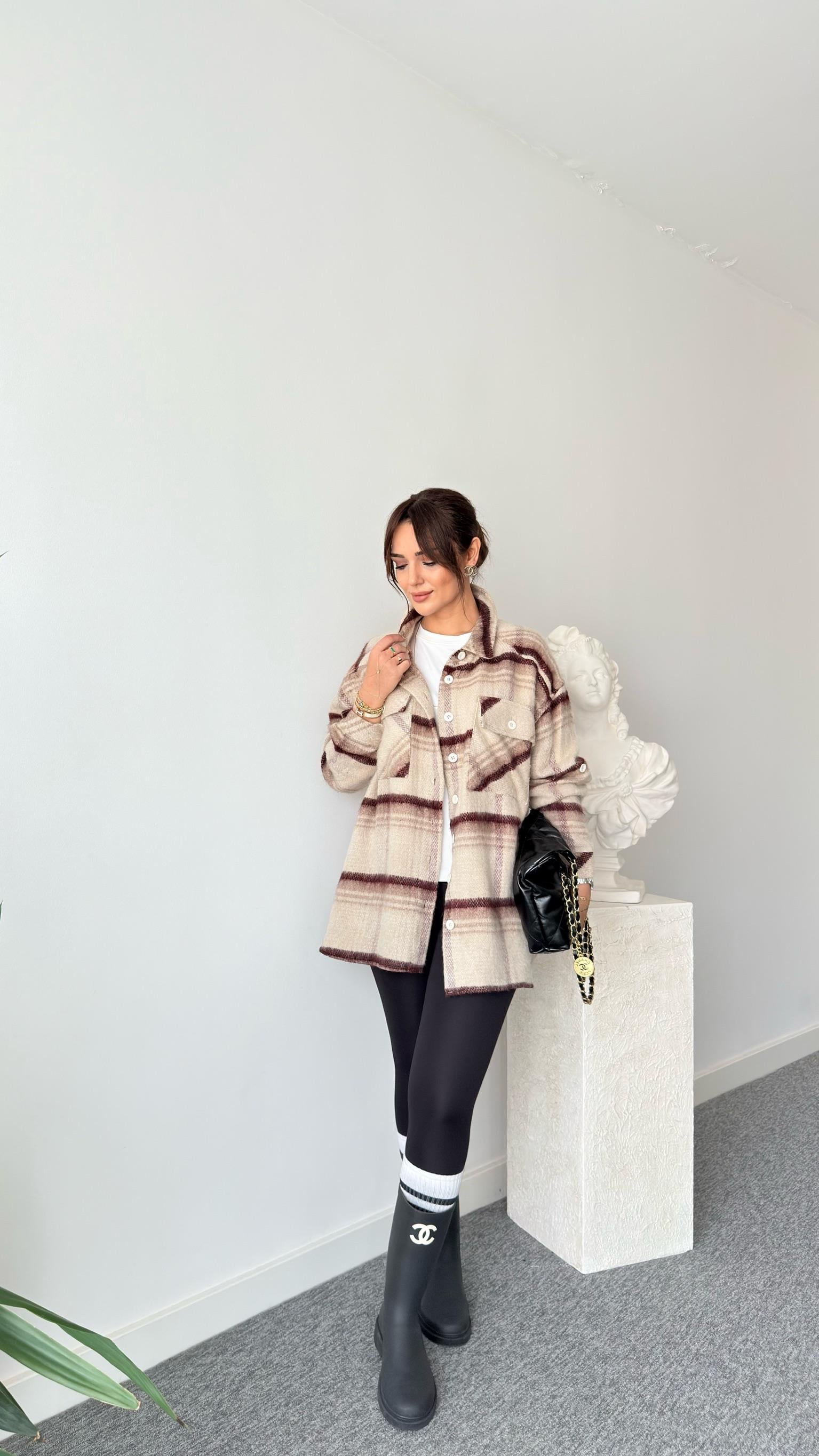 Leans Ekoseli Oversize Unisex Ceket