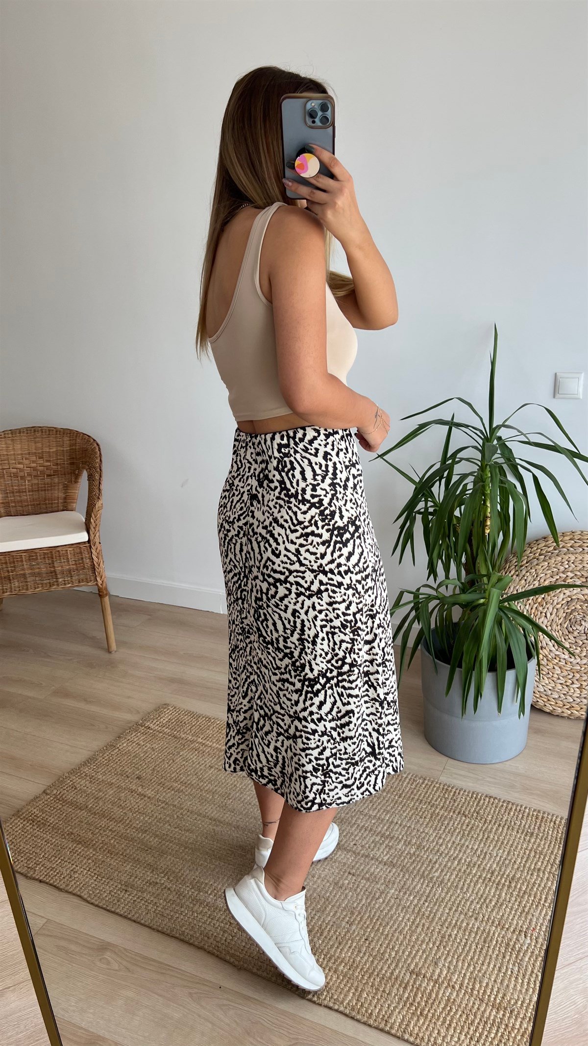 Leopar Desenli Saten Etek
