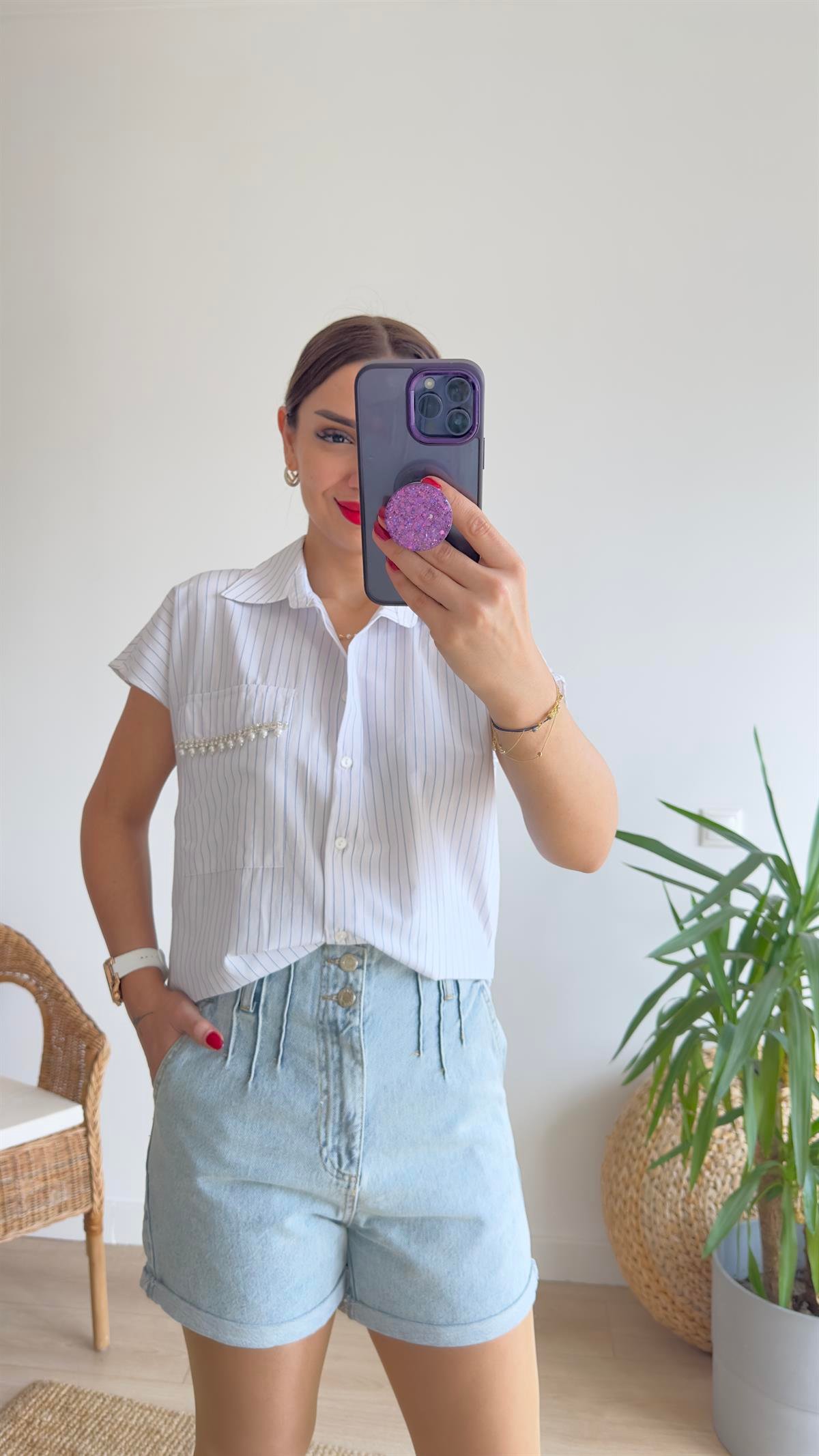 Eliza Cep Kapağı Taşlı Gömlek