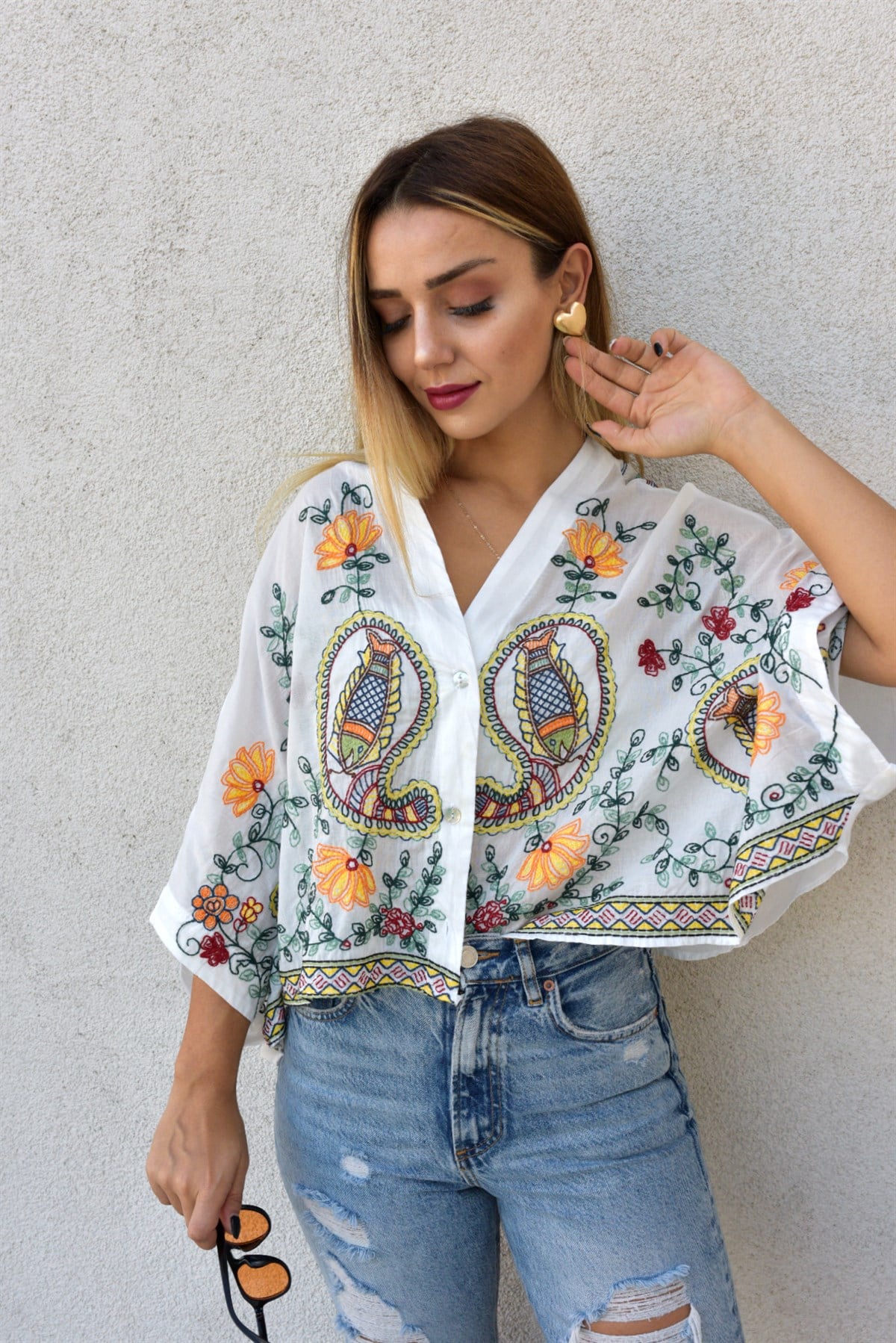 Zara Model Nakışlı Gömlek 