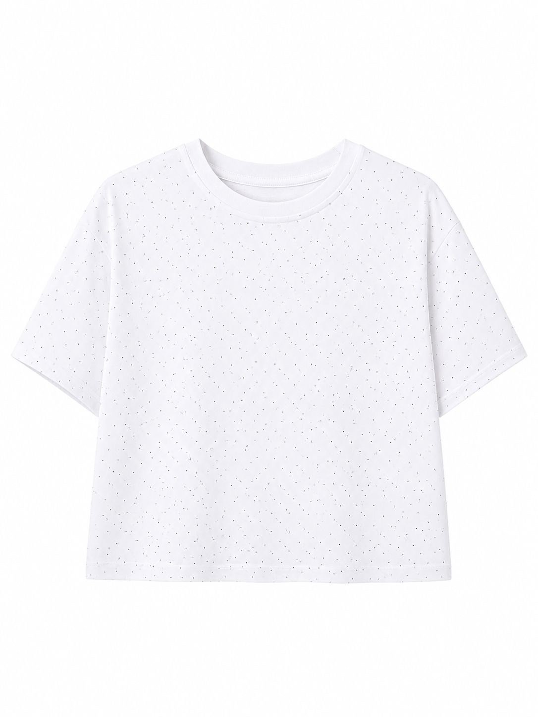 Beyaz Serpme Taşlı Tshirt