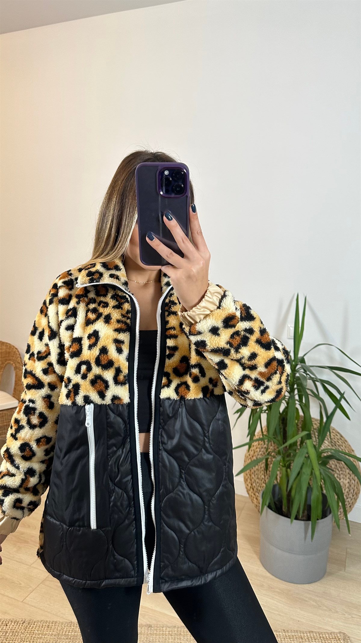 Kapitone Detaylı Kahve Leopar Peluş