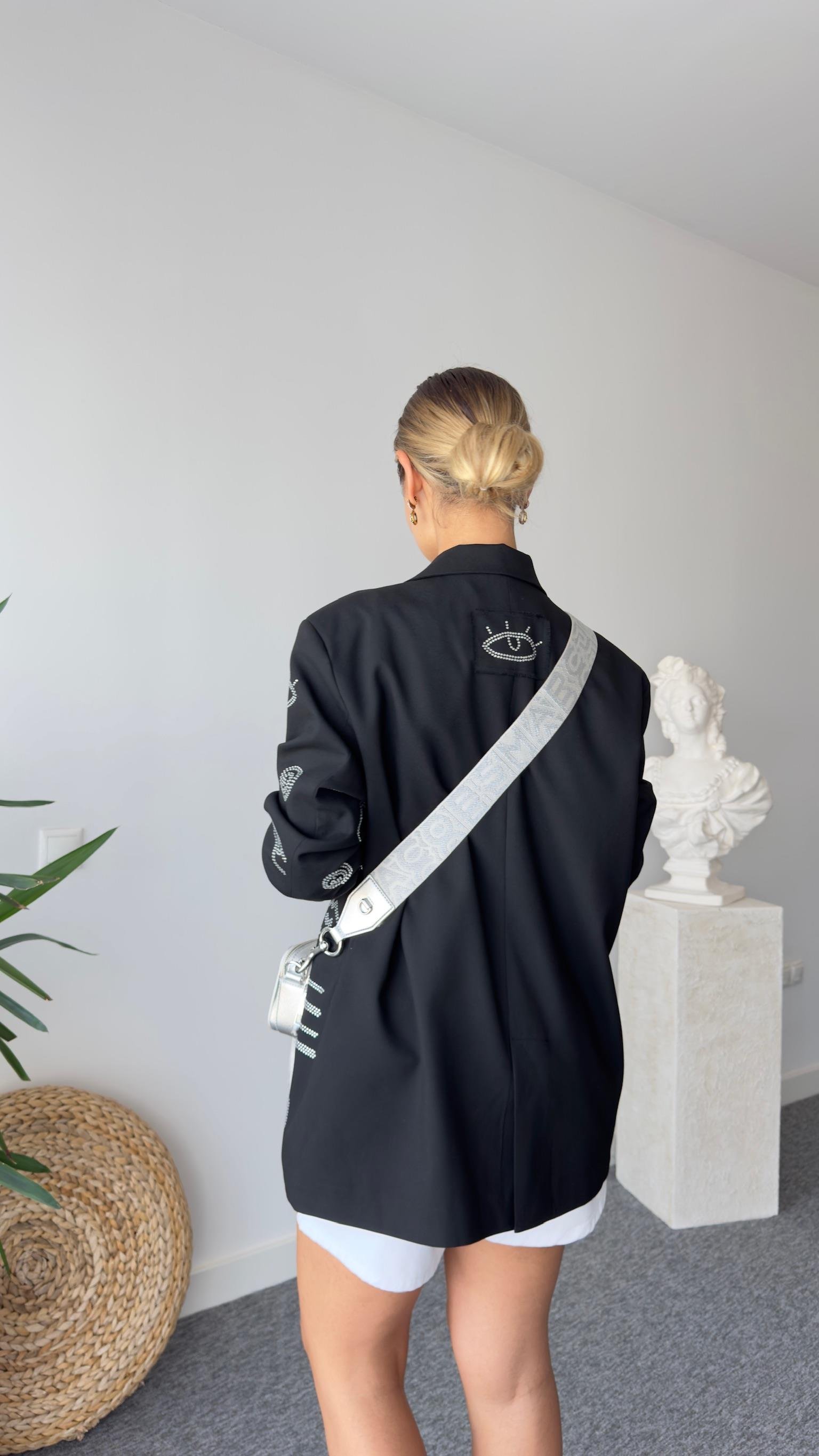 Riba Taş Detaylı Tasarım Siyah Blazer