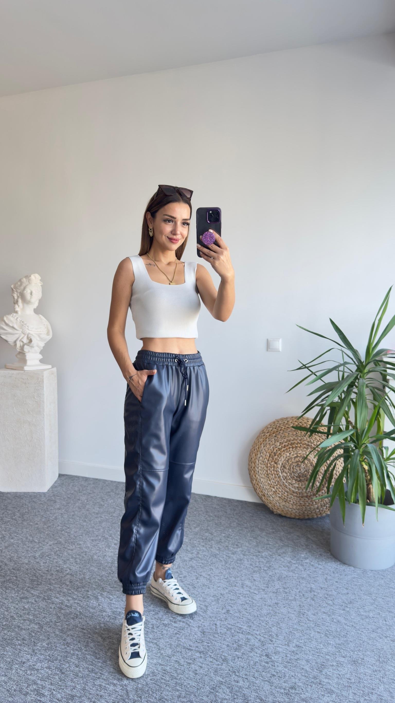 Bel Lastikli Tw Model Laci Deri Pantolon
