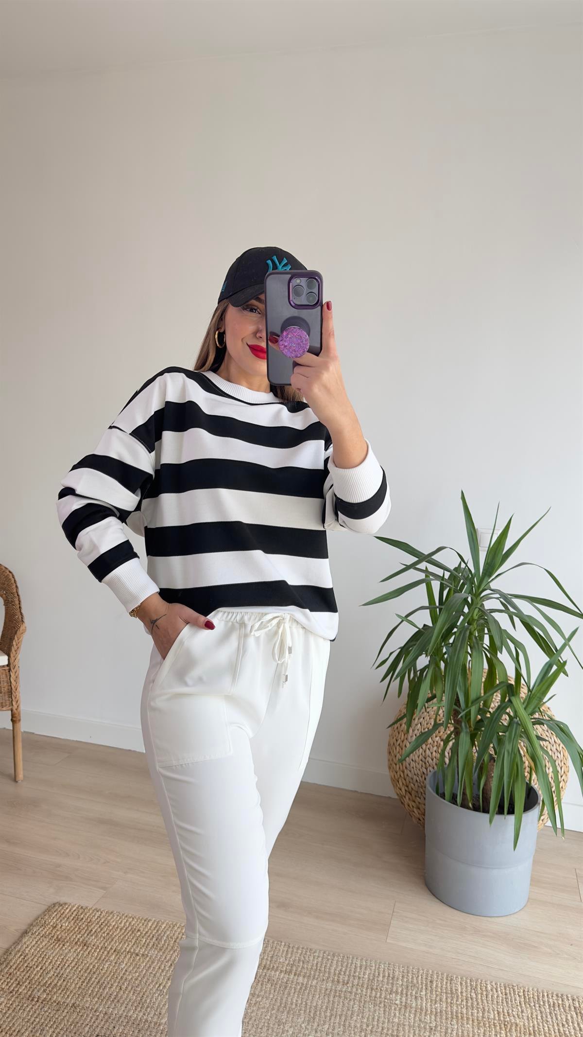 Kalın Çizgi Basic Sweatshirt