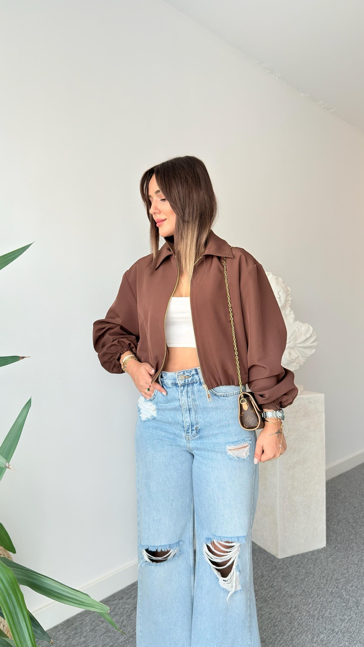 Kahve Razno Zra Model Bomber Ceket