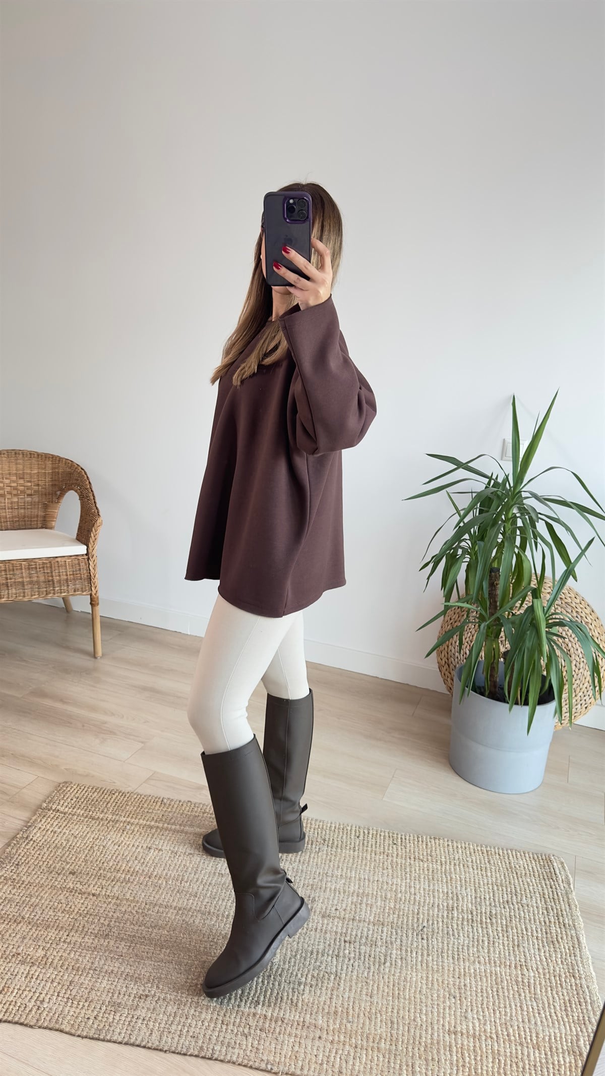 Kahve Pis Dikiş Şardonlu Sweat
