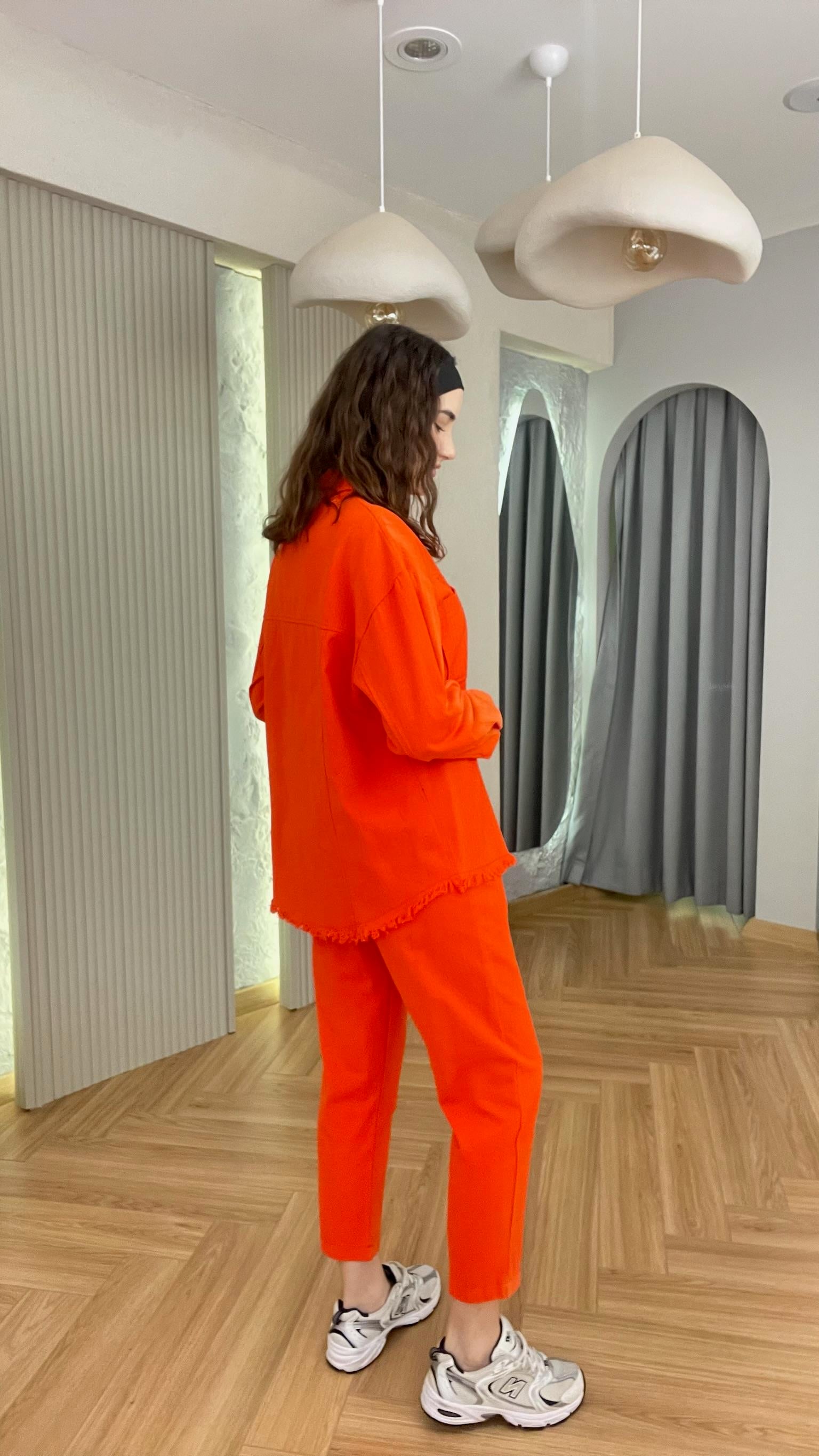 Turuncu Ceket Pantolon Takım