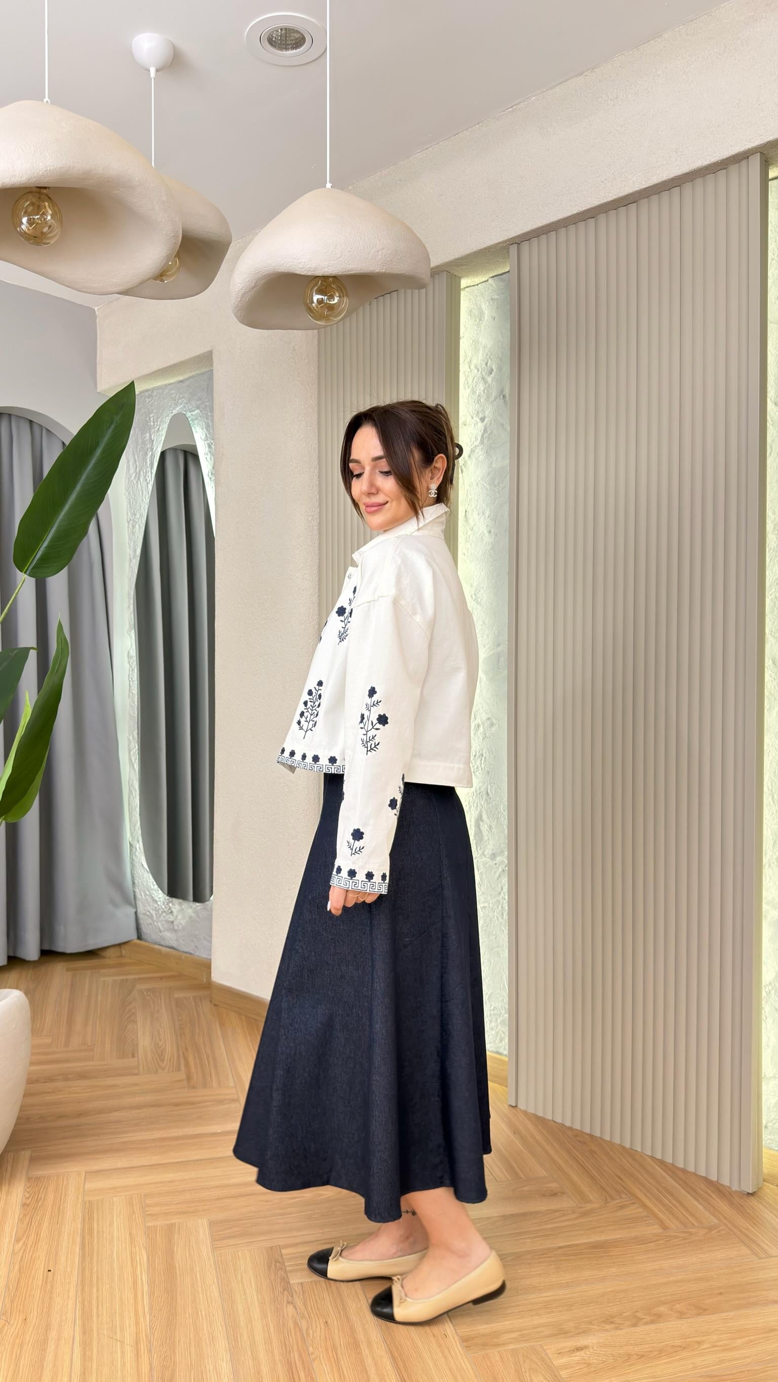 Forest Nakış Detaylı Gabardin Ceket