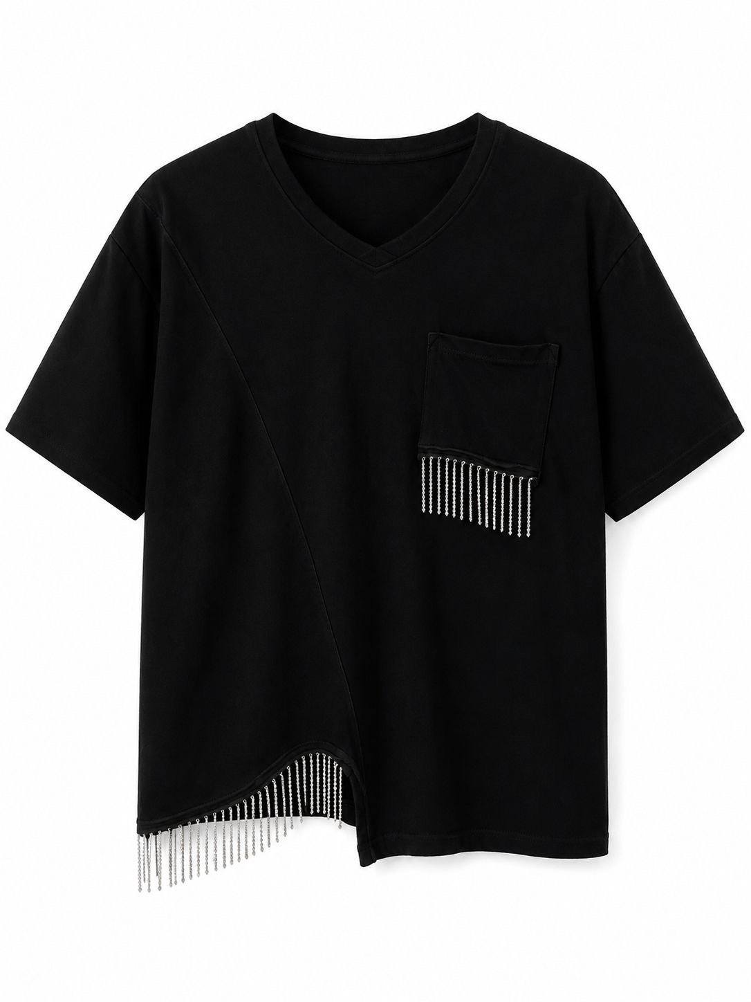 Siyah Zincir Detaylı Tshirt